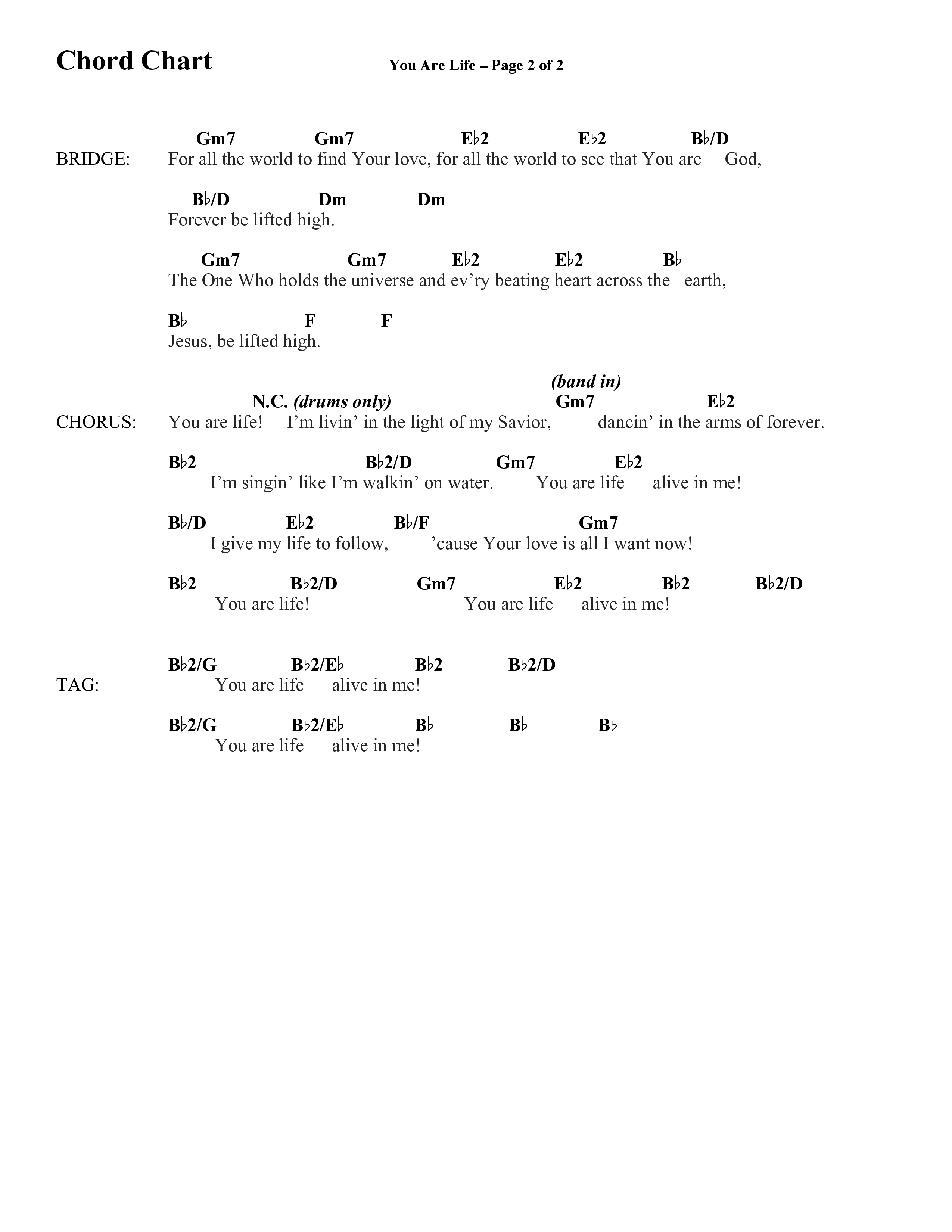 You Are Life (Choral Anthem SATB) Chord Chart (Word Music Choral / Arr. Cliff Duren)