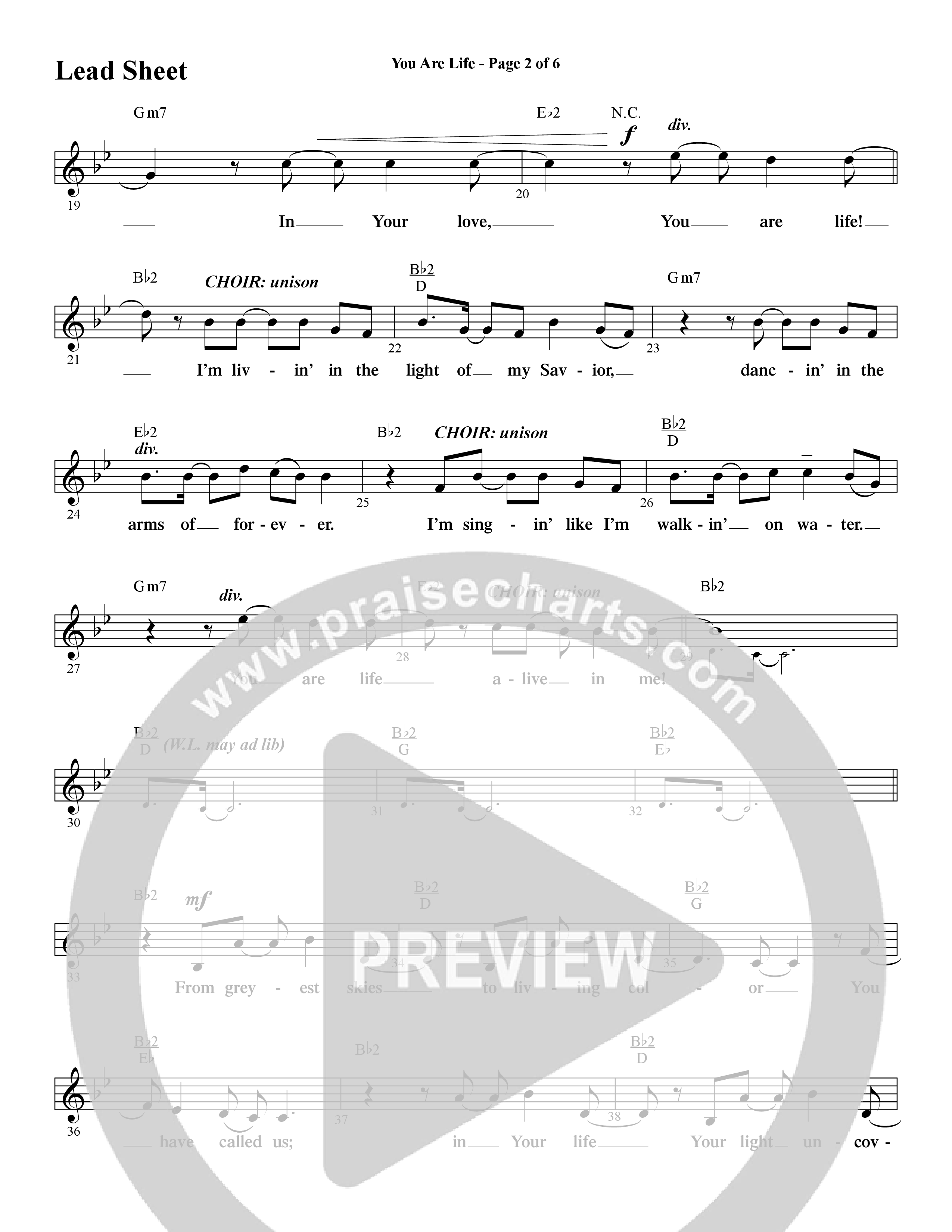 You Are Life (Choral Anthem SATB) Chords & Lead Sheet (Word Music Choral / Arr. Cliff Duren)