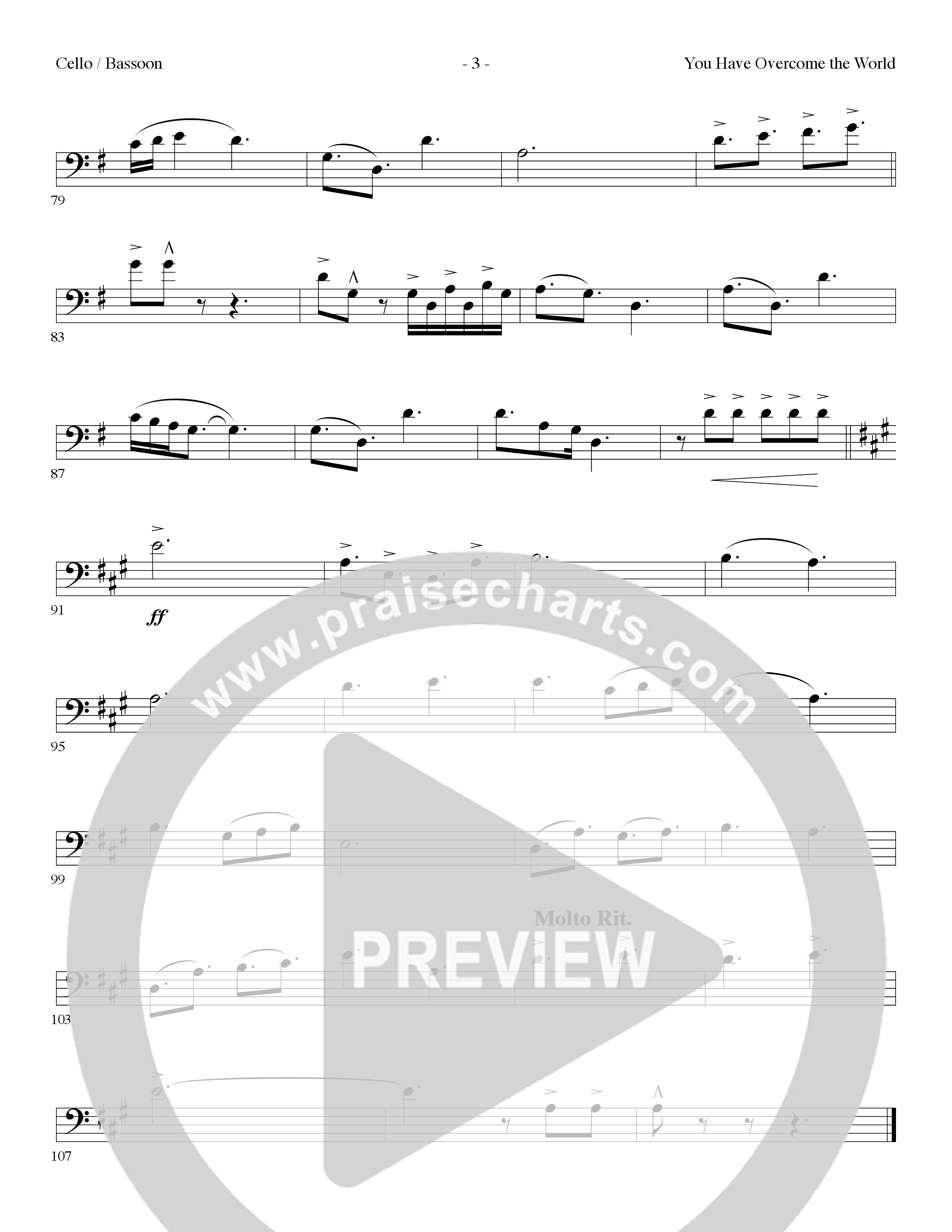 You Have Overcome The World (Choral Anthem SATB) Cello (Lillenas Choral / Arr. Cliff Duren)