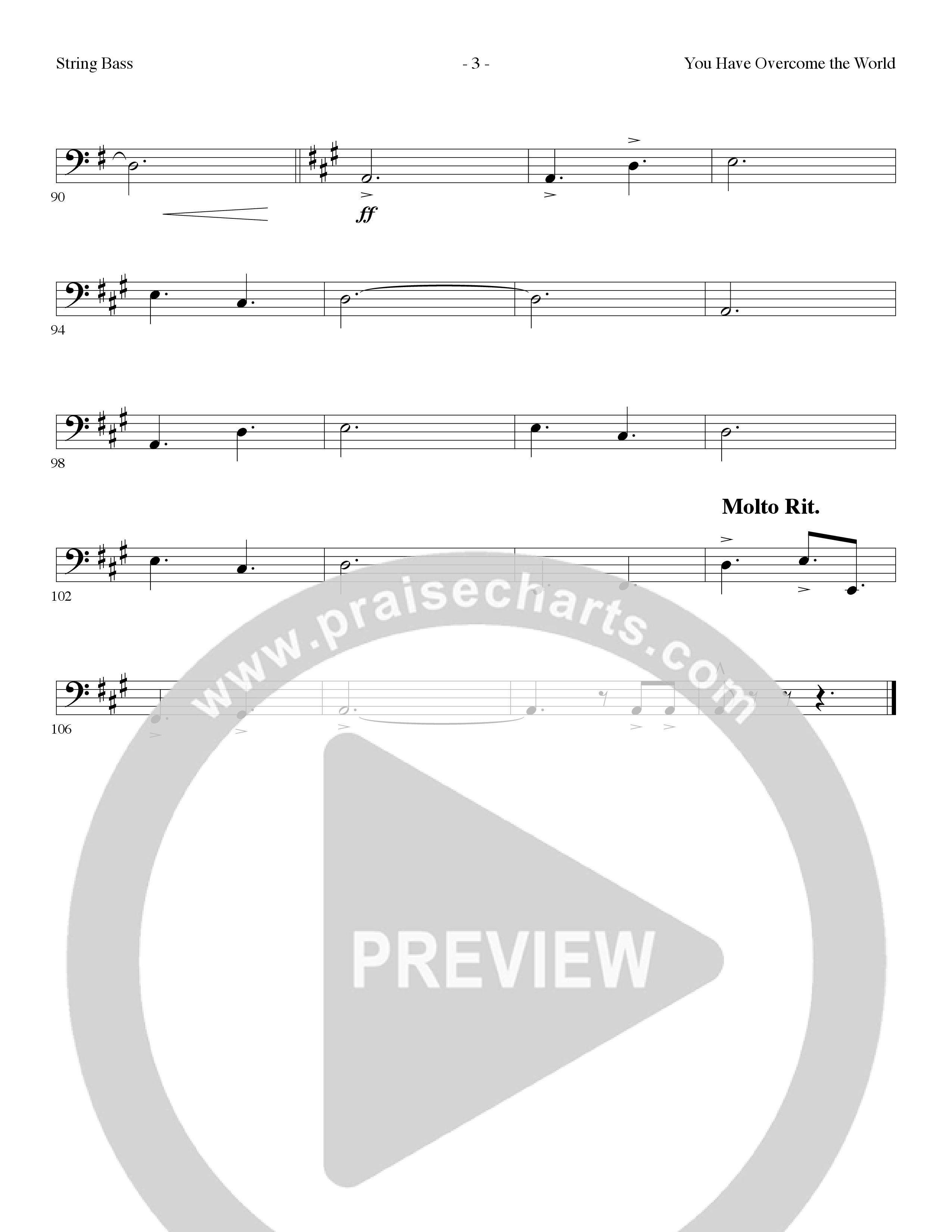 You Have Overcome The World (Choral Anthem SATB) Double Bass (Lillenas Choral / Arr. Cliff Duren)