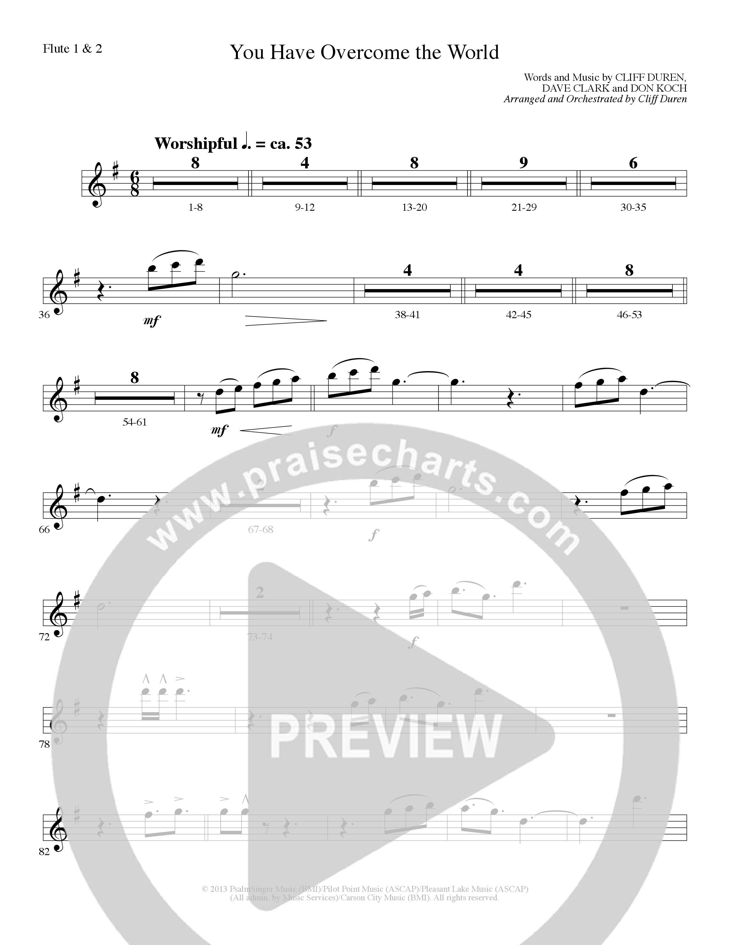 You Have Overcome The World (Choral Anthem SATB) Flute 1/2 (Lillenas Choral / Arr. Cliff Duren)