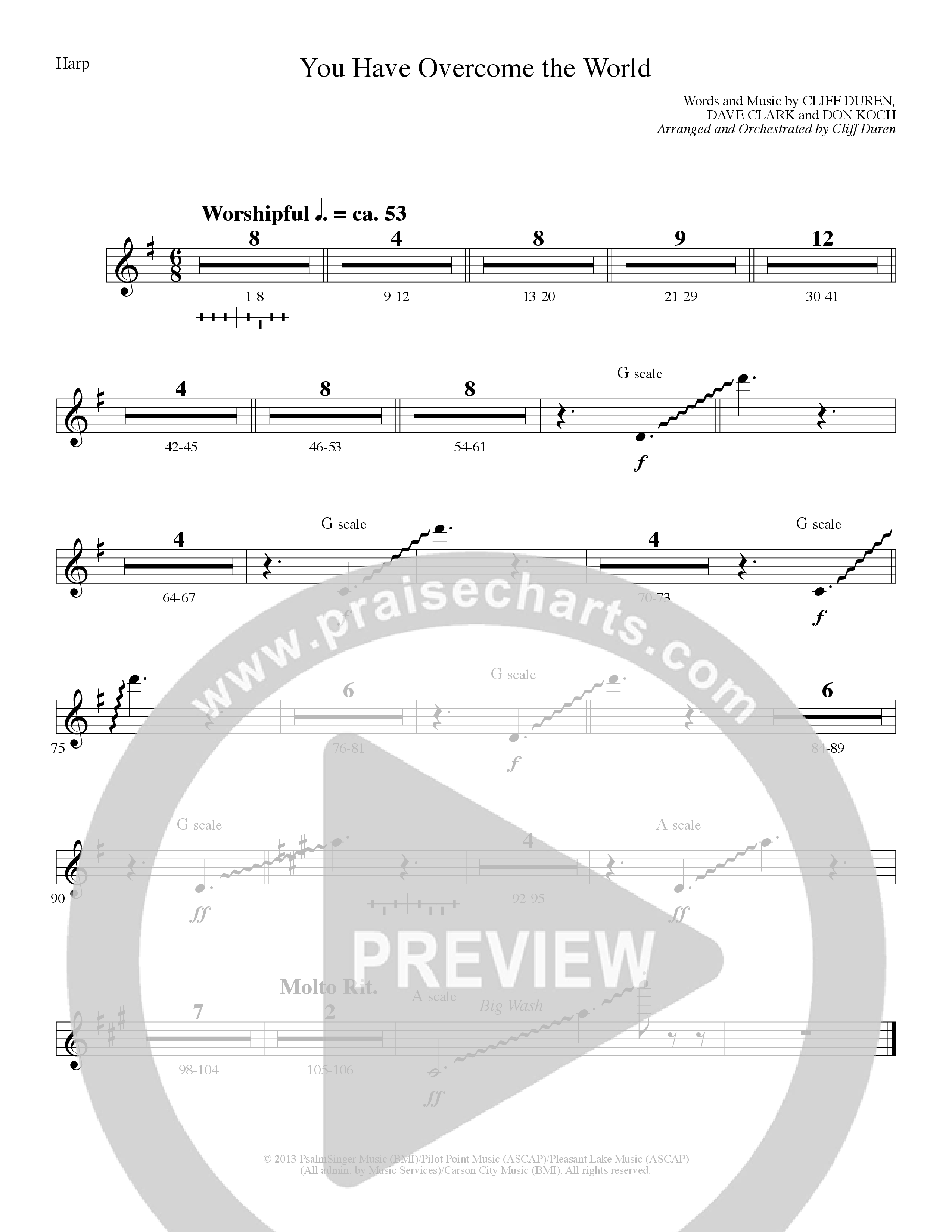 You Have Overcome The World (Choral Anthem SATB) Harp (Lillenas Choral / Arr. Cliff Duren)