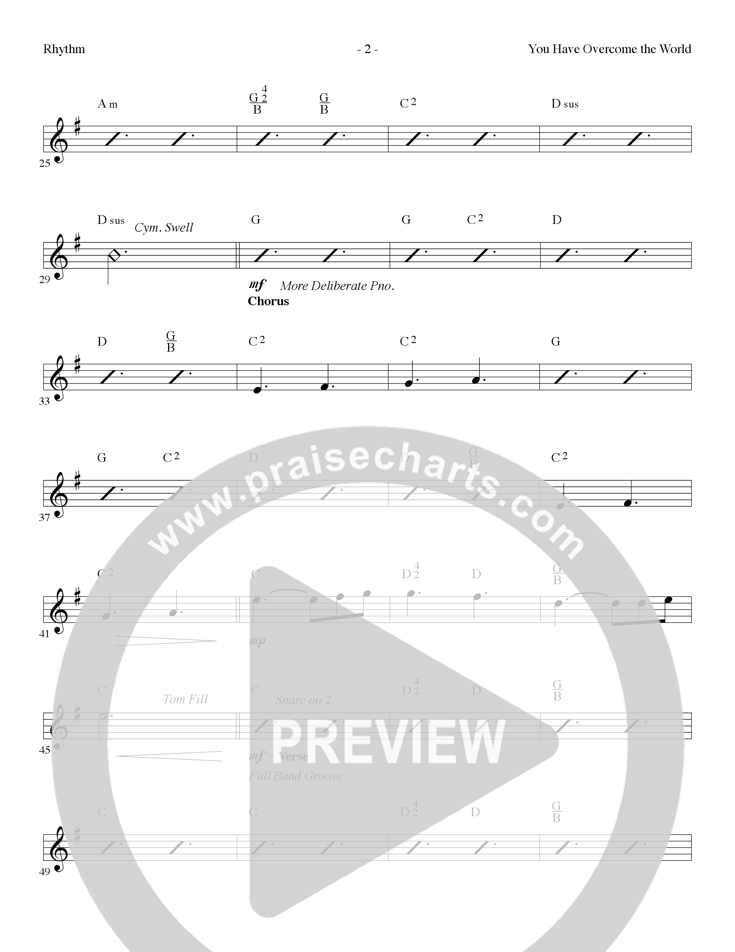 You Have Overcome The World (Choral Anthem SATB) Rhythm Chart (Lillenas Choral / Arr. Cliff Duren)