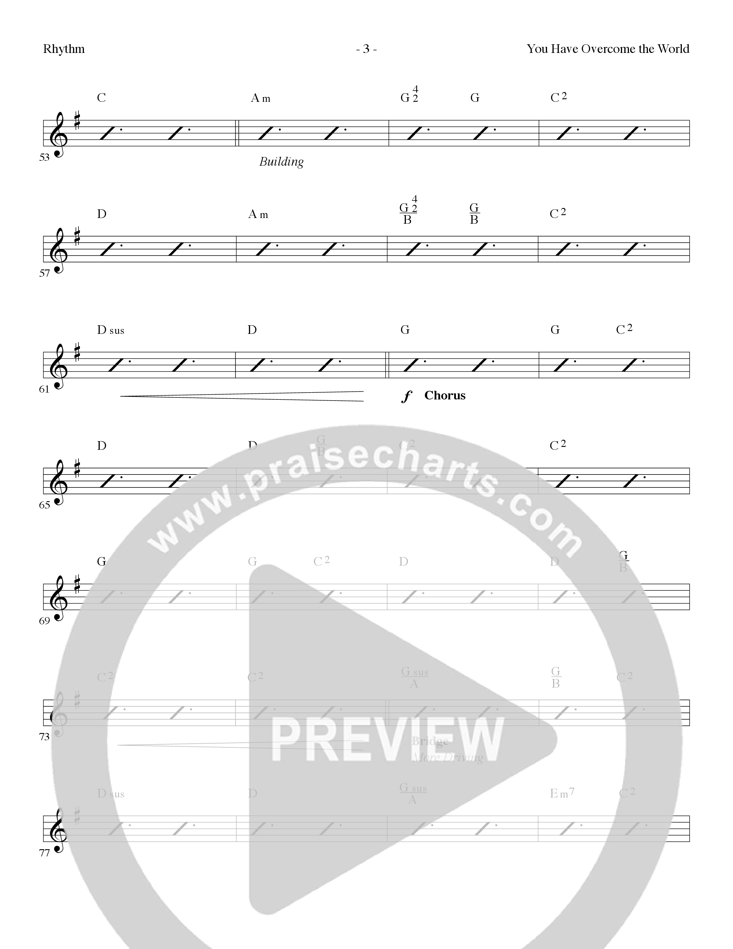 You Have Overcome The World (Choral Anthem SATB) Rhythm Chart (Lillenas Choral / Arr. Cliff Duren)