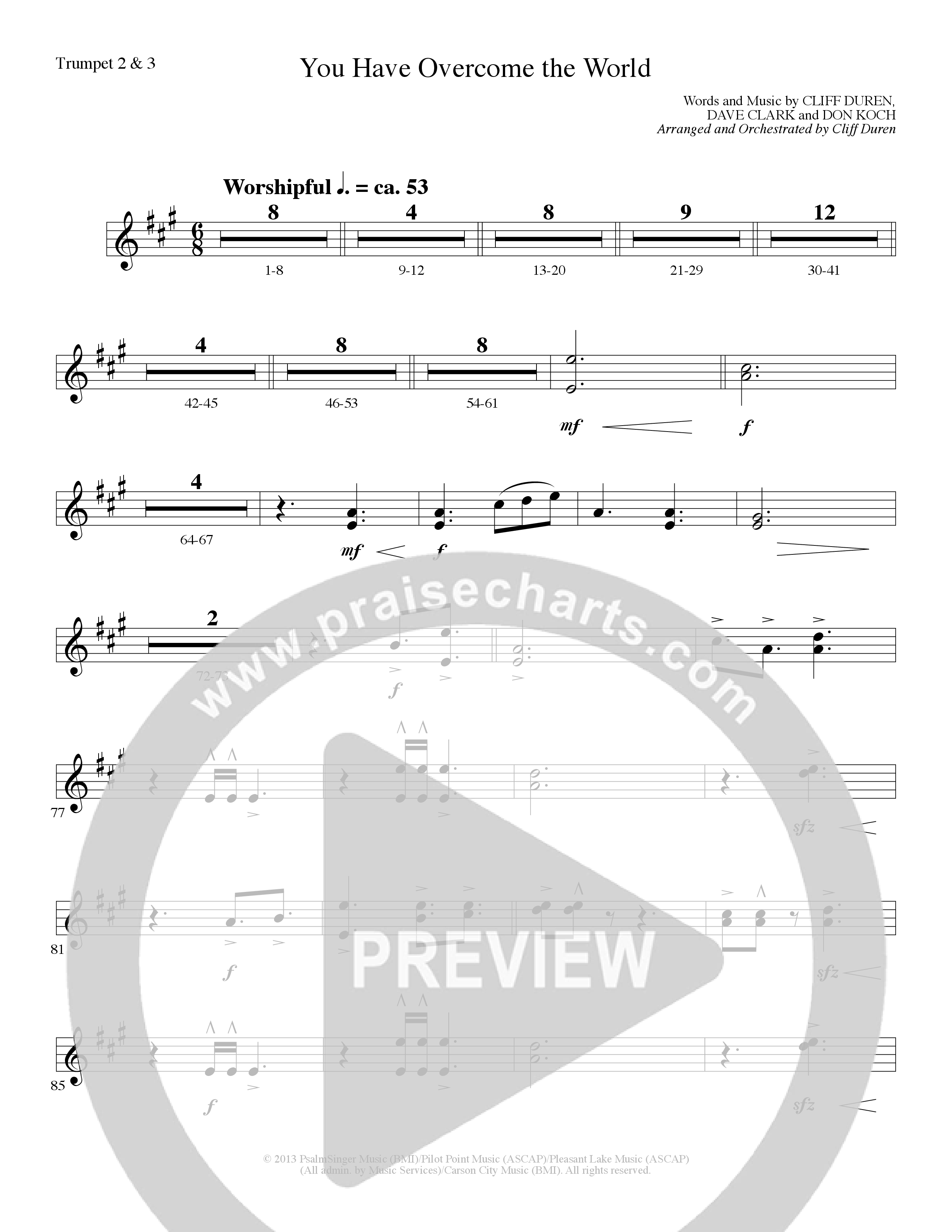 You Have Overcome The World (Choral Anthem SATB) Trumpet 2/3 (Lillenas Choral / Arr. Cliff Duren)