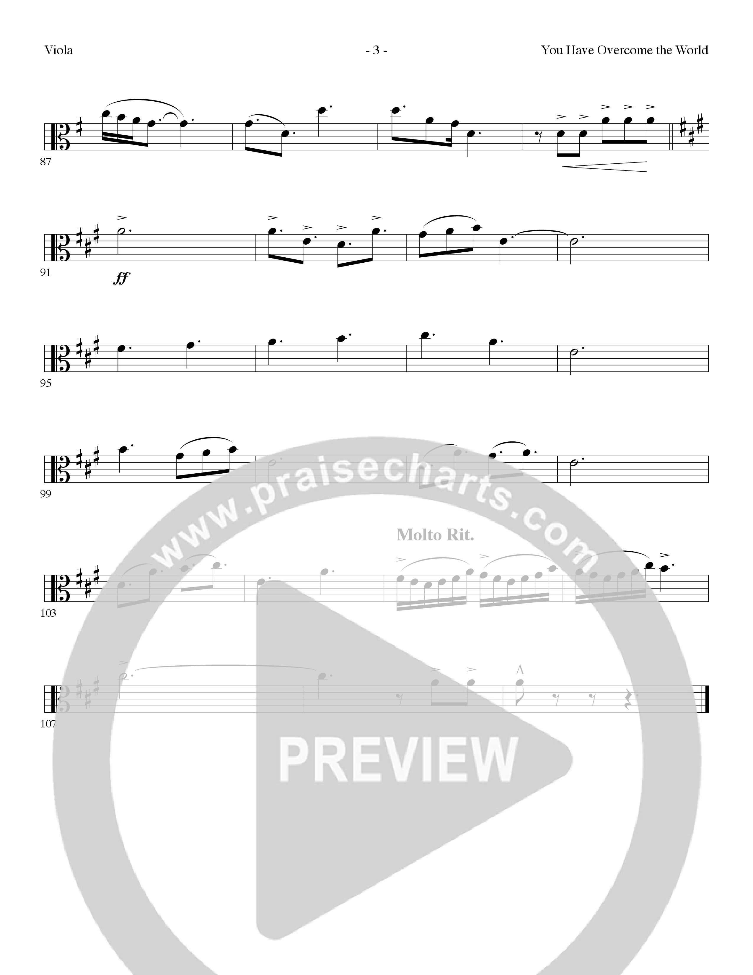 You Have Overcome The World (Choral Anthem SATB) Viola (Lillenas Choral / Arr. Cliff Duren)