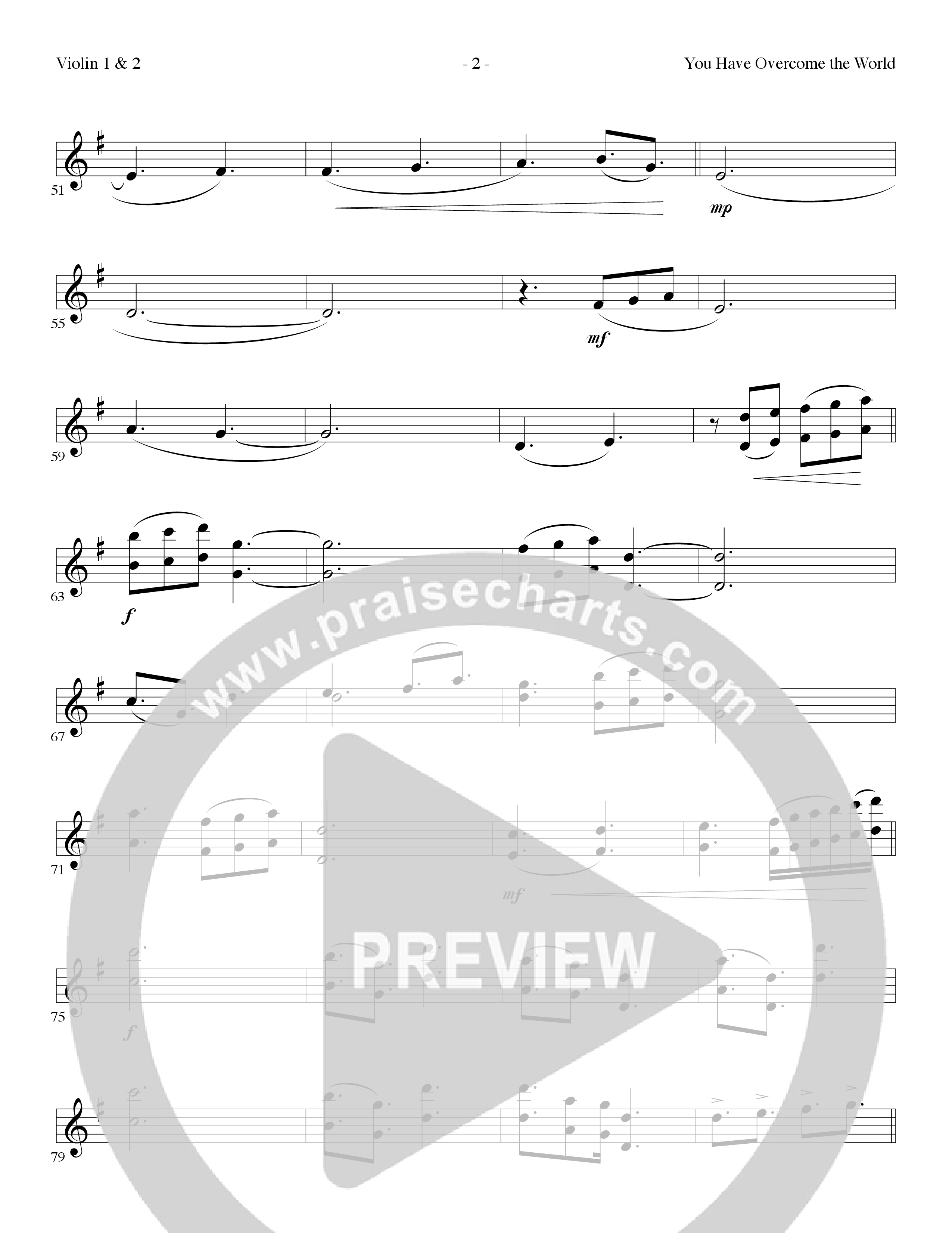 You Have Overcome The World (Choral Anthem SATB) Violin 1/2 (Lillenas Choral / Arr. Cliff Duren)