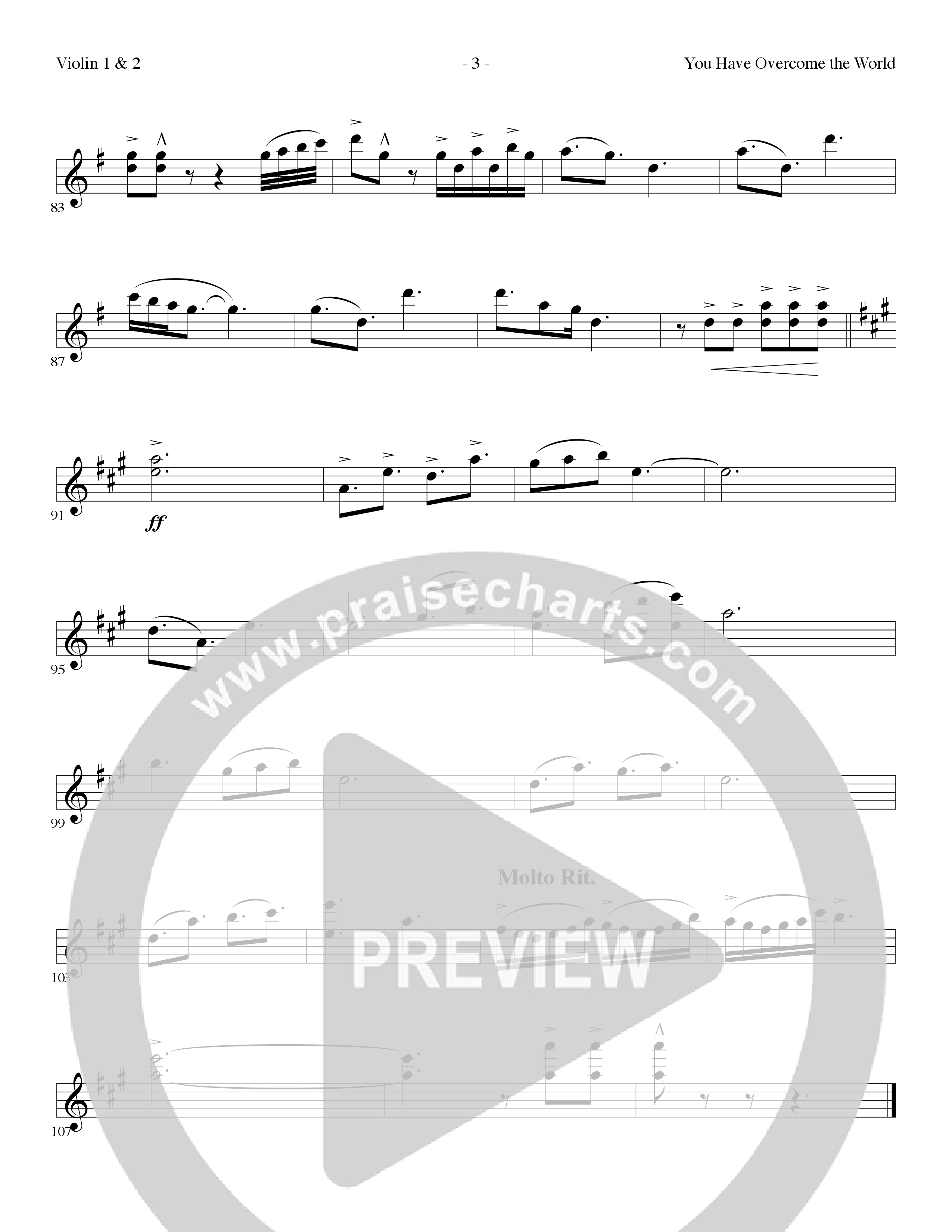 You Have Overcome The World (Choral Anthem SATB) Violin 1/2 (Lillenas Choral / Arr. Cliff Duren)