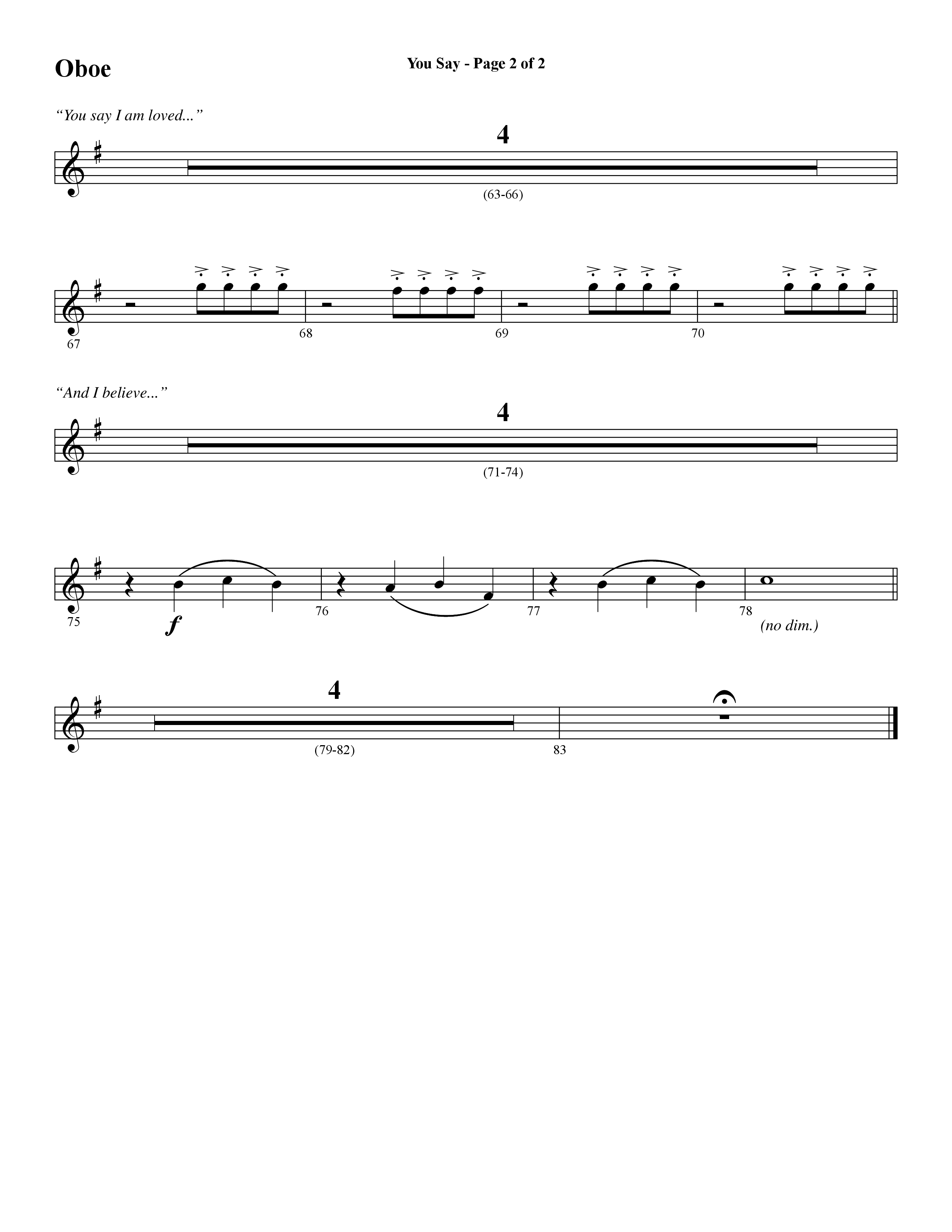 You Say (Choral Anthem SATB) Oboe (Word Music Choral / Arr. David Wise)