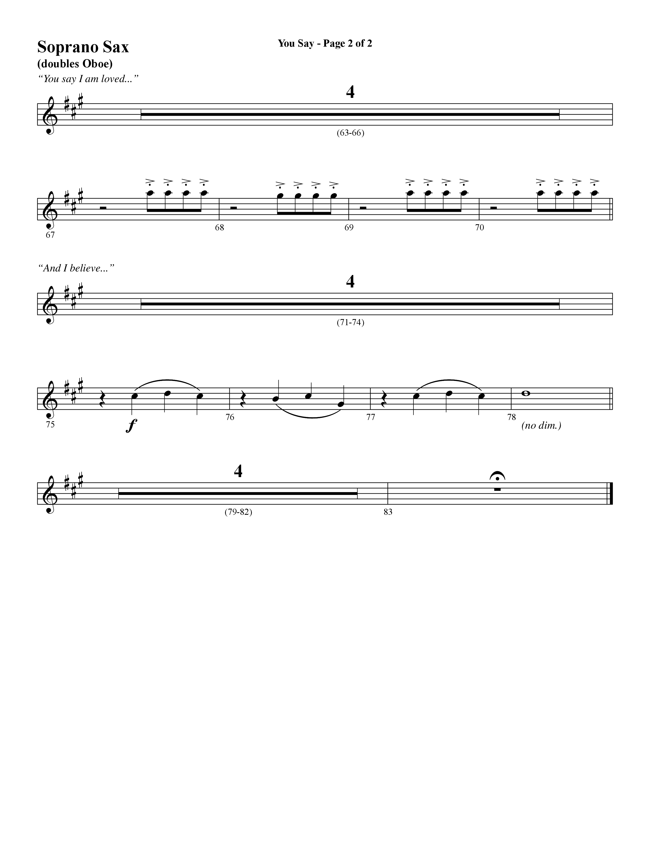 You Say (Choral Anthem SATB) Soprano Sax (Word Music Choral / Arr. David Wise)