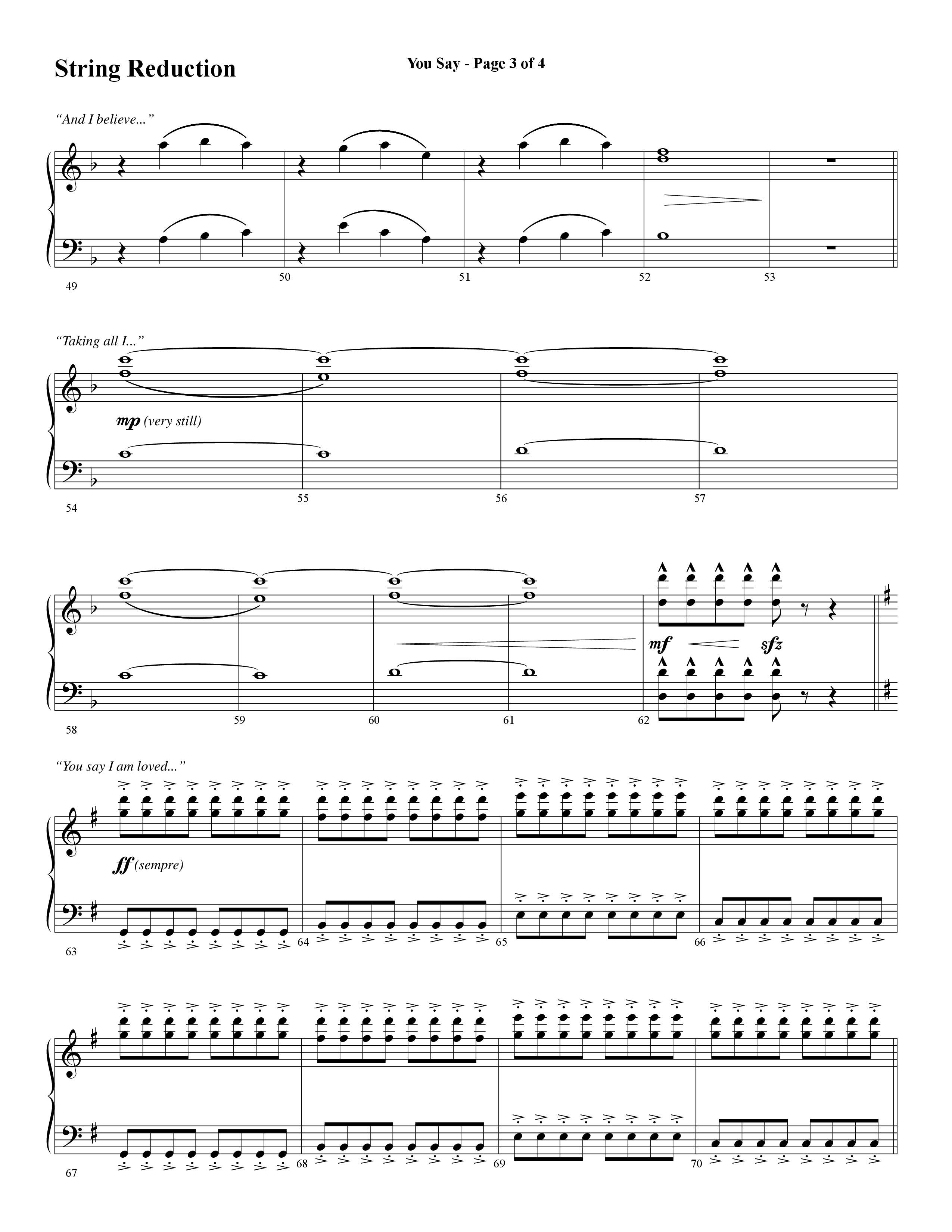 You Say (Choral Anthem SATB) String Reduction (Word Music Choral / Arr. David Wise)