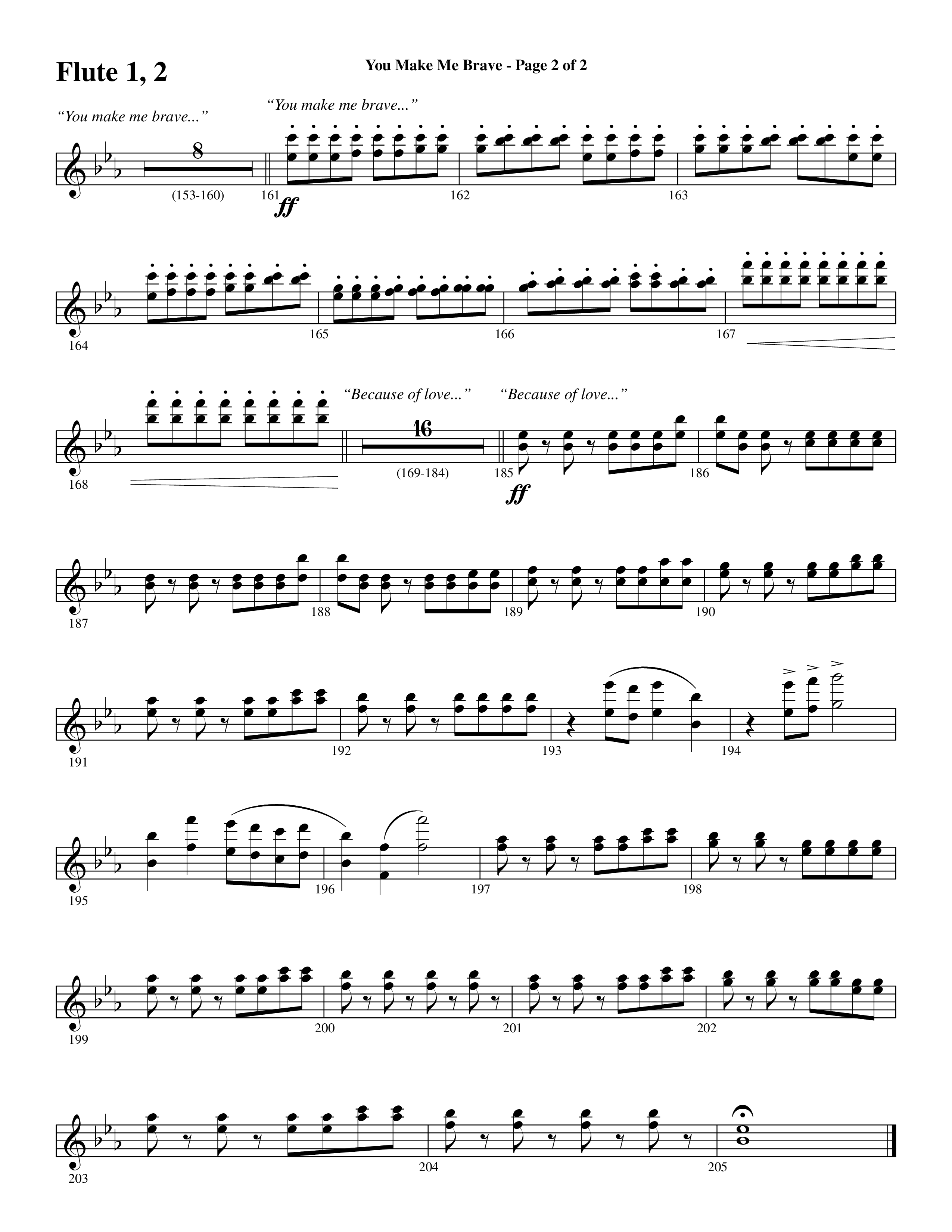 You Make Me Brave (Choral Anthem SATB) Flute 1/2 (Word Music Choral / Arr. Joshua Spacht)