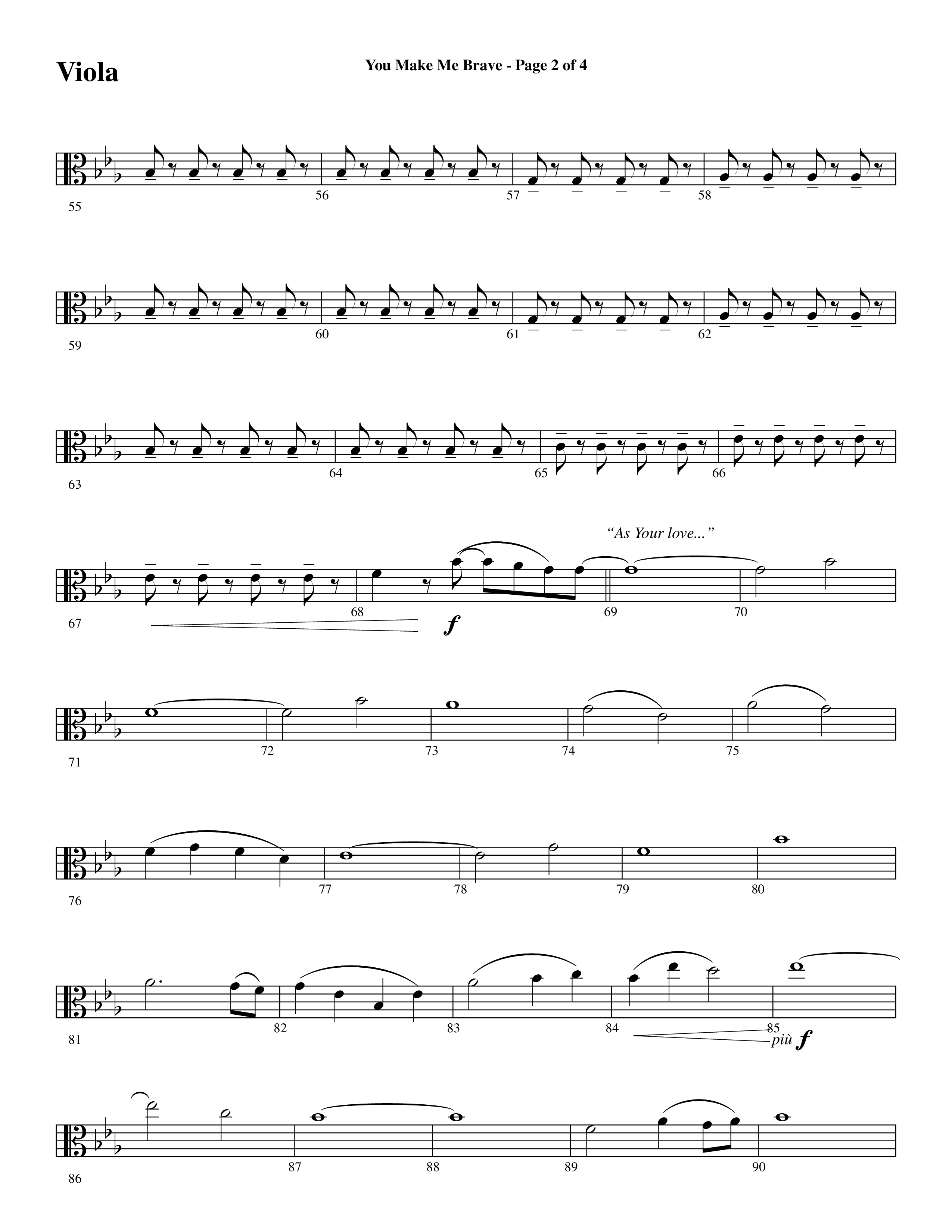 You Make Me Brave (Choral Anthem SATB) Viola (Word Music Choral / Arr. Joshua Spacht)
