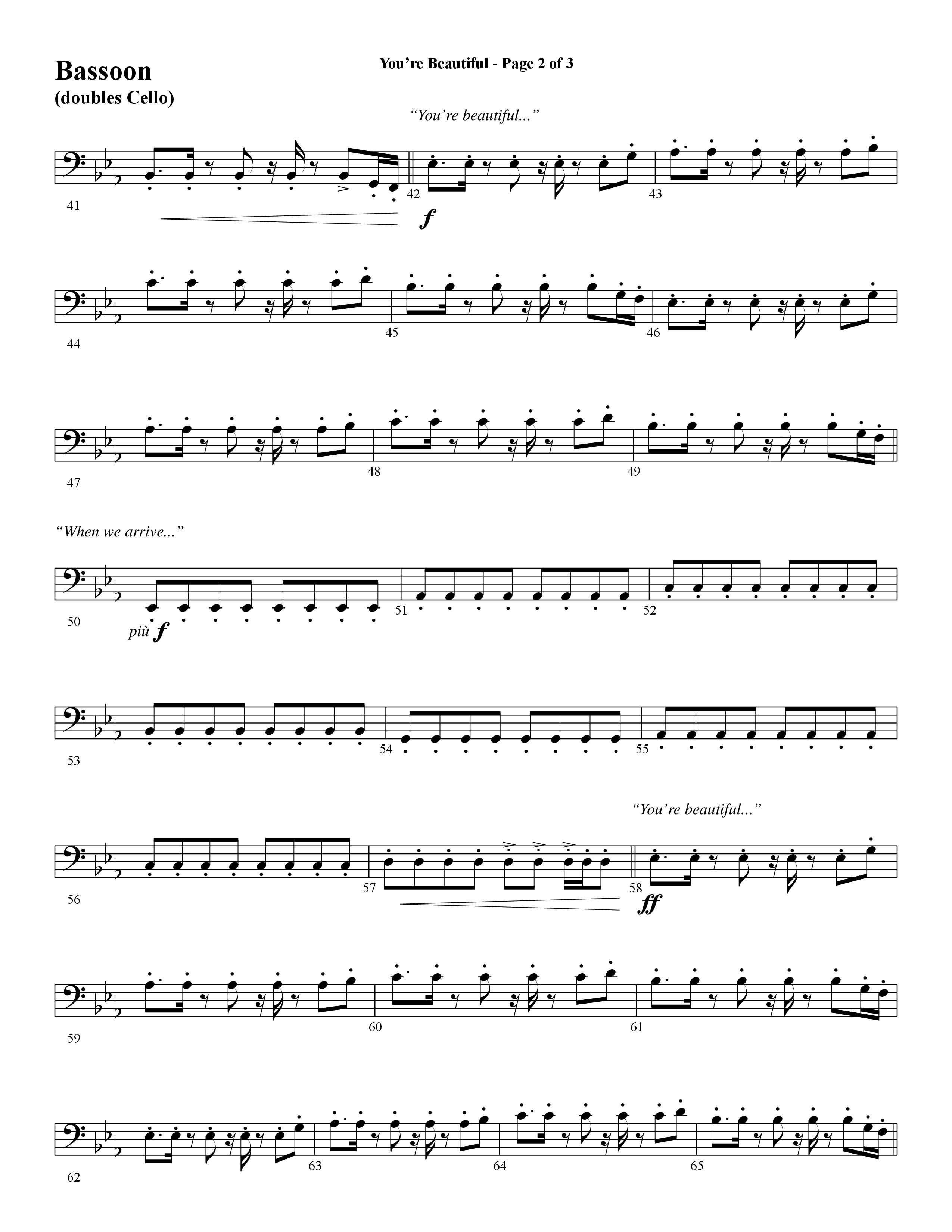 You're Beautiful (Choral Anthem SATB) Bassoon (Word Music Choral / Arr. Joshua Spacht)