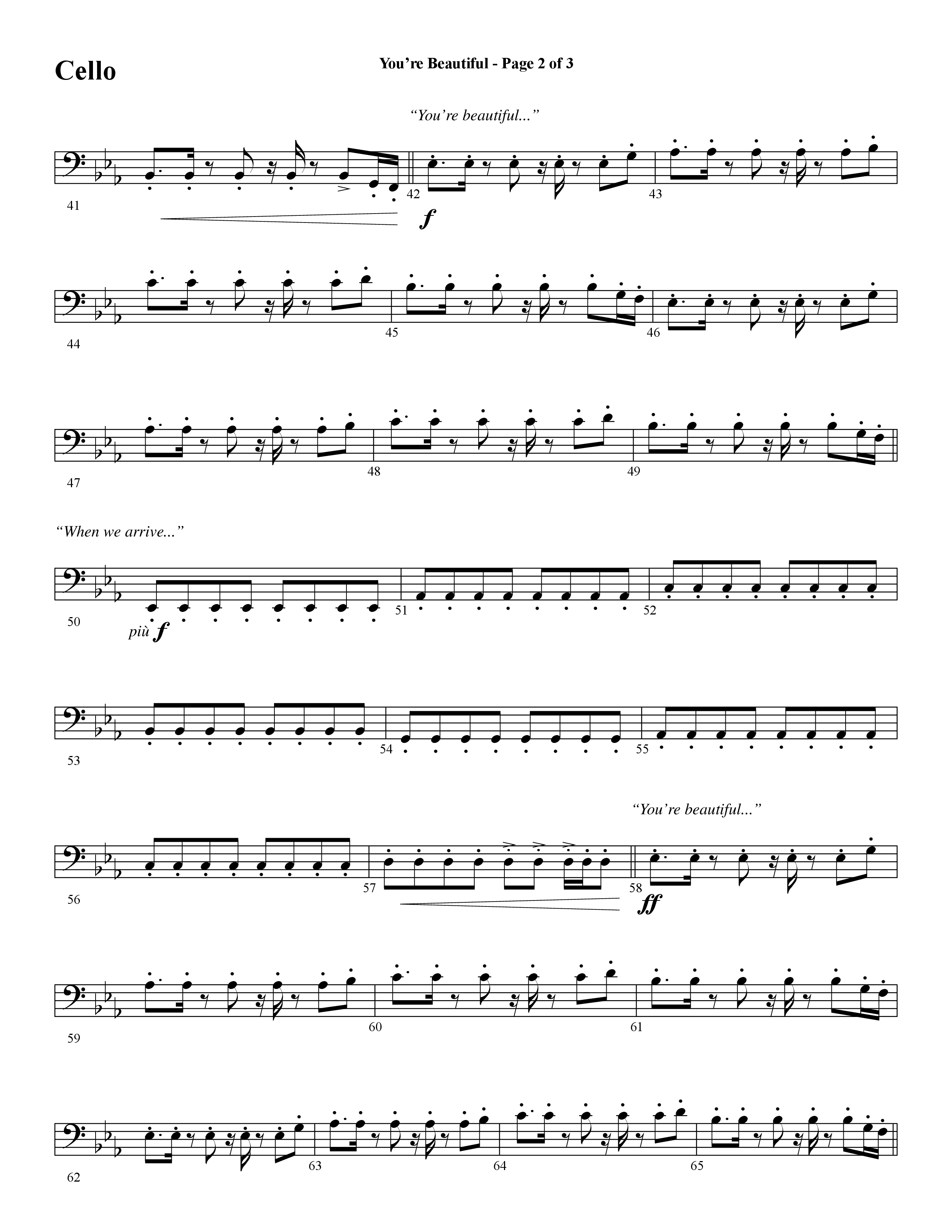 You're Beautiful (Choral Anthem SATB) Cello (Word Music Choral / Arr. Joshua Spacht)