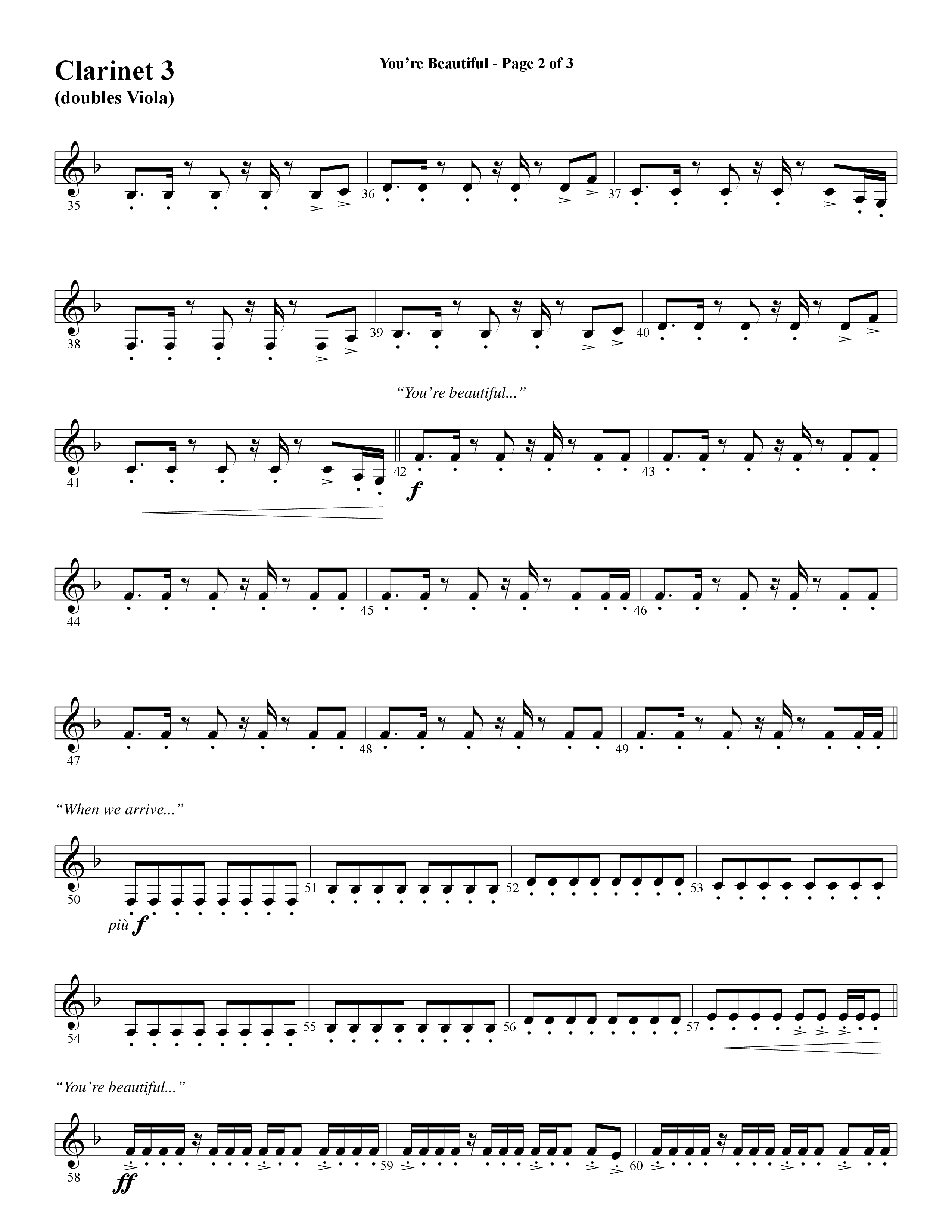 You're Beautiful (Choral Anthem SATB) Clarinet 3 (Word Music Choral / Arr. Joshua Spacht)