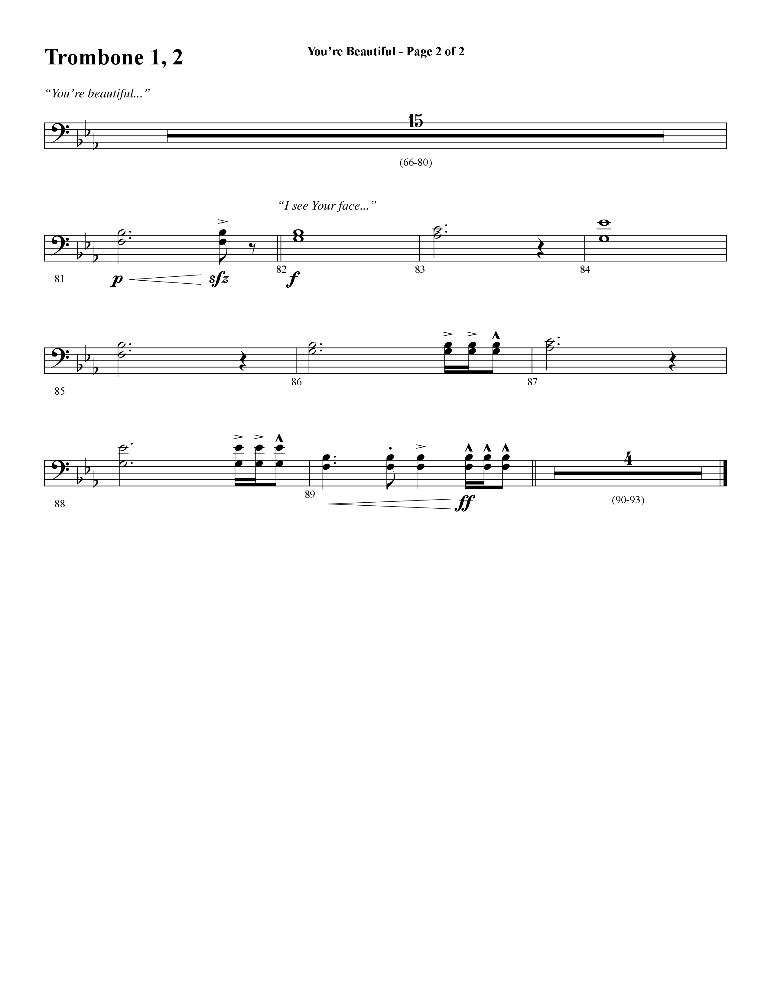 You're Beautiful (Choral Anthem SATB) Trombone 1/2 (Word Music Choral / Arr. Joshua Spacht)