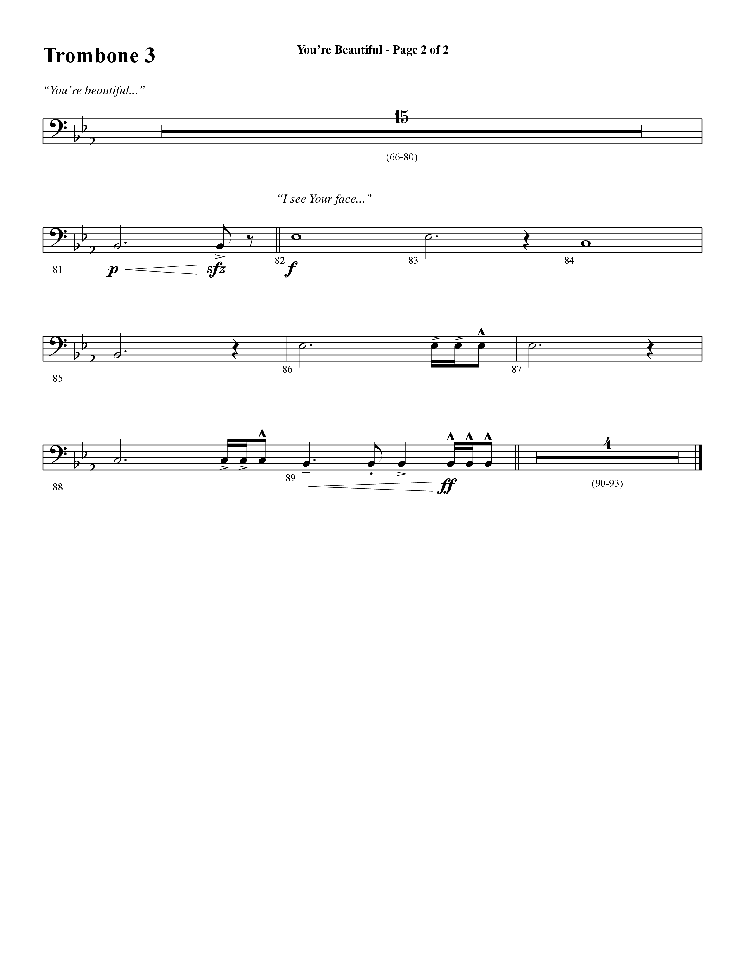You're Beautiful (Choral Anthem SATB) Trombone 3 (Word Music Choral / Arr. Joshua Spacht)