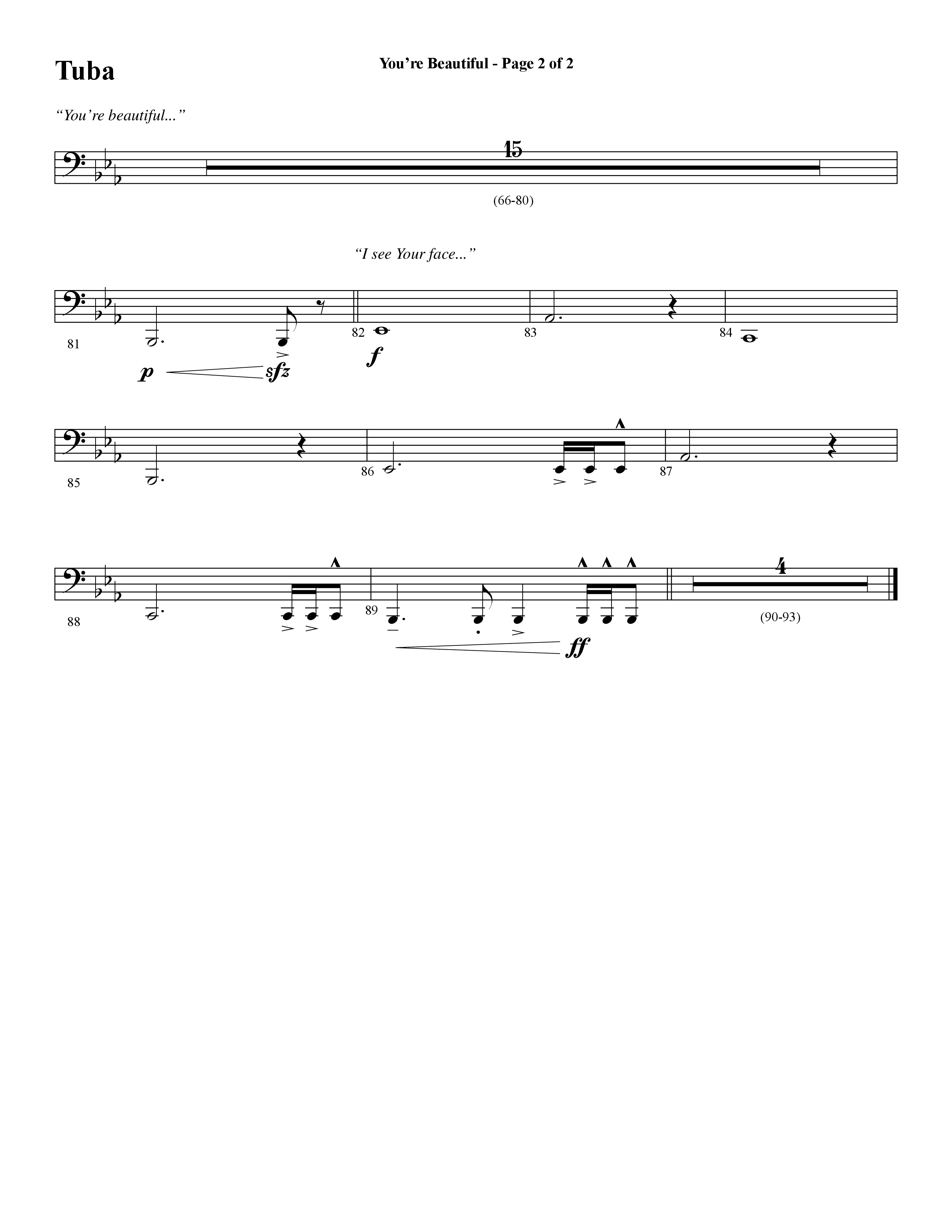You're Beautiful (Choral Anthem SATB) Tuba (Word Music Choral / Arr. Joshua Spacht)