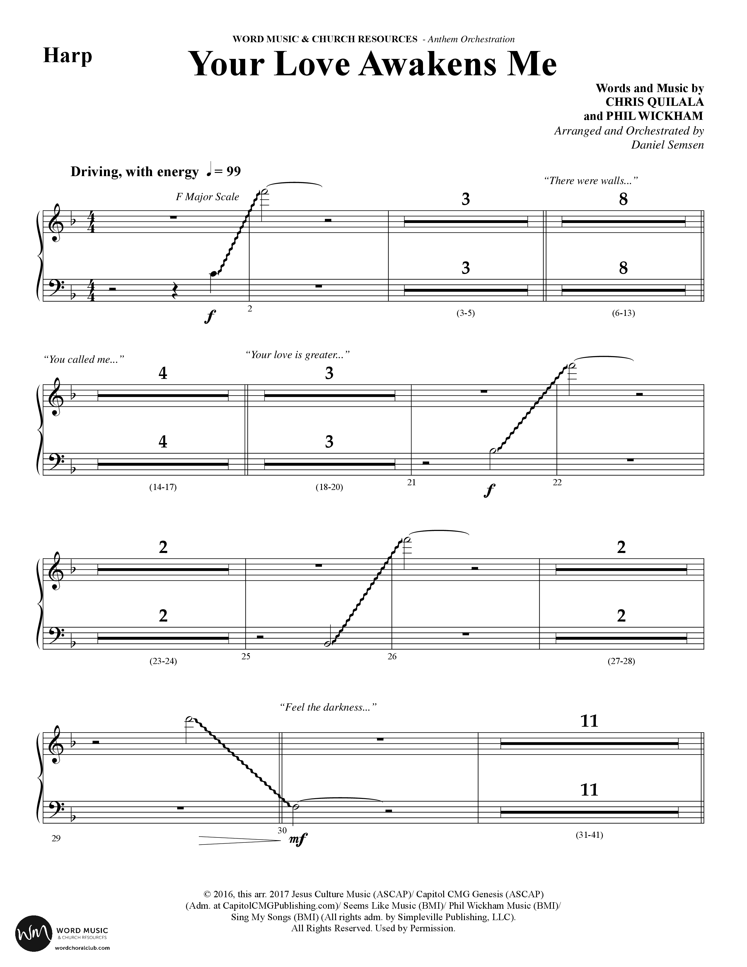 Your Love Awakens Me (Choral Anthem SATB) Harp (Word Music Choral / Arr. Daniel Semsen)