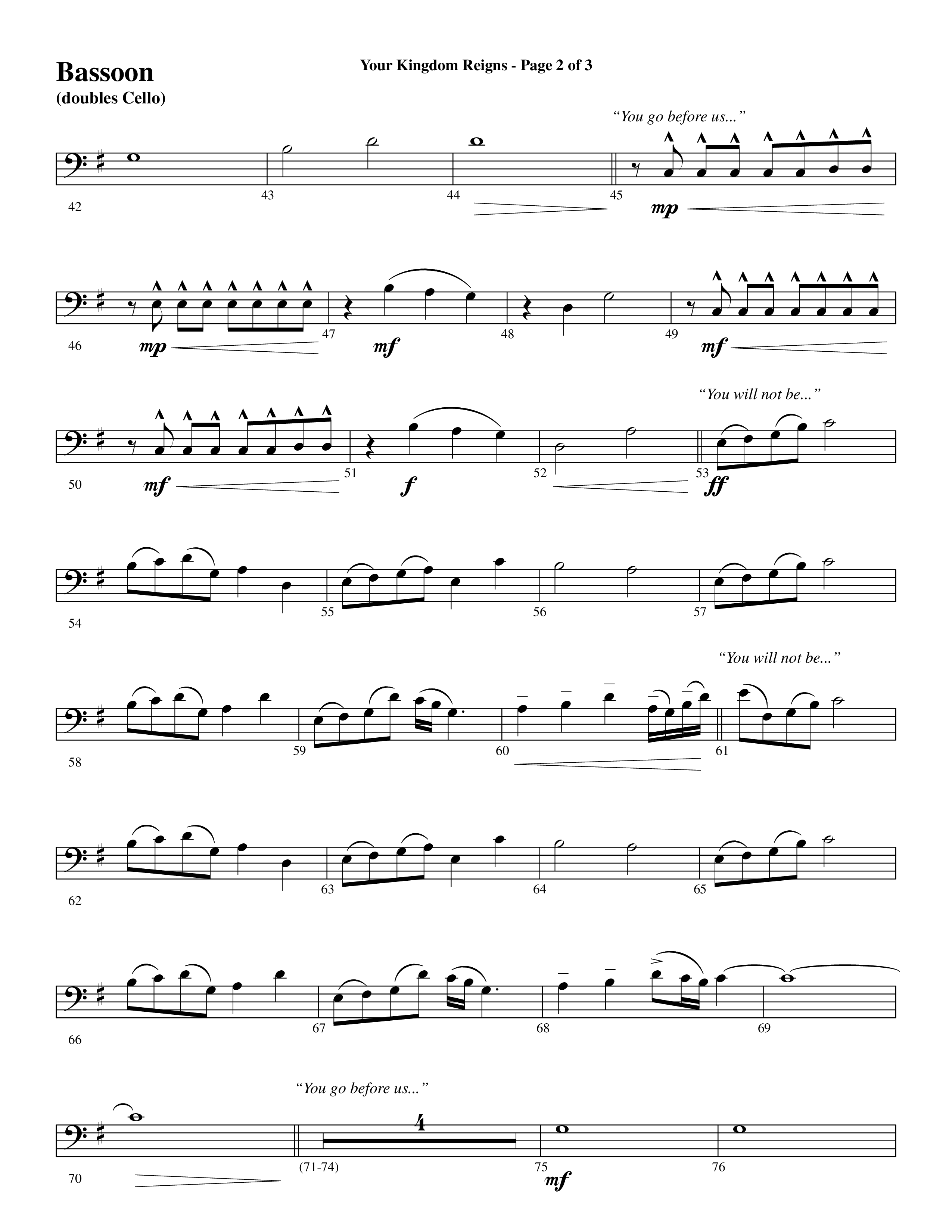 Your Kingdom Reigns (Choral Anthem SATB) Bassoon (Word Music Choral / Arr. Cliff Duren)