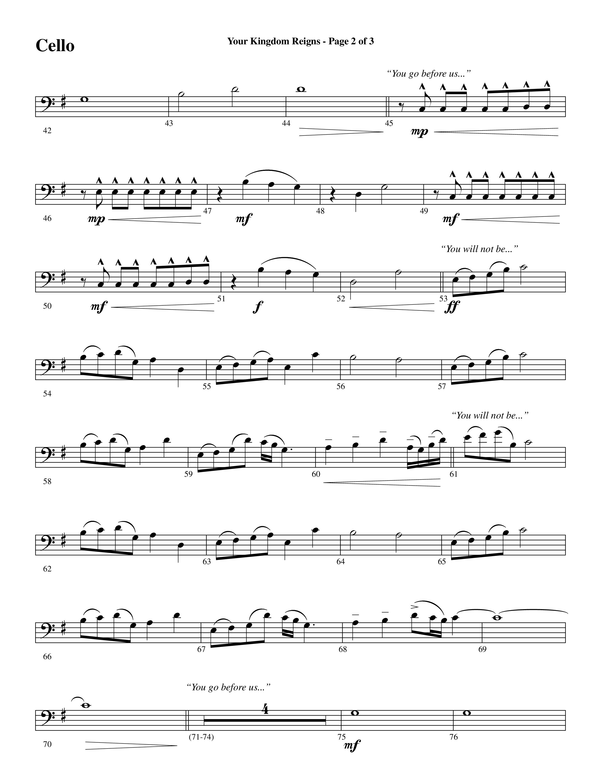 Your Kingdom Reigns (Choral Anthem SATB) Cello (Word Music Choral / Arr. Cliff Duren)