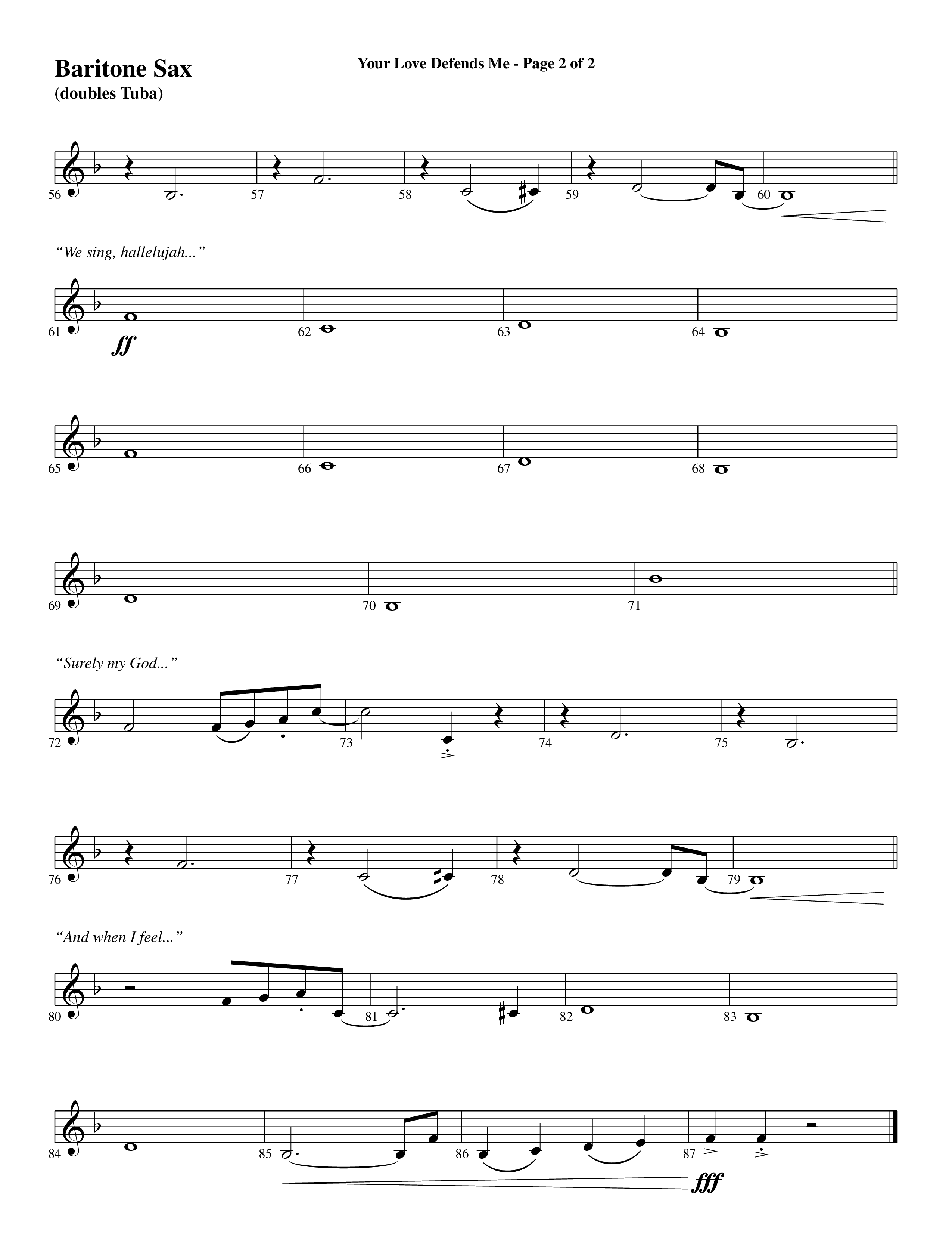 Your Love Defends Me (Choral Anthem SATB) Bari Sax (Word Music Choral / Arr. Luke Gambill / Orch. Jared Haschek)