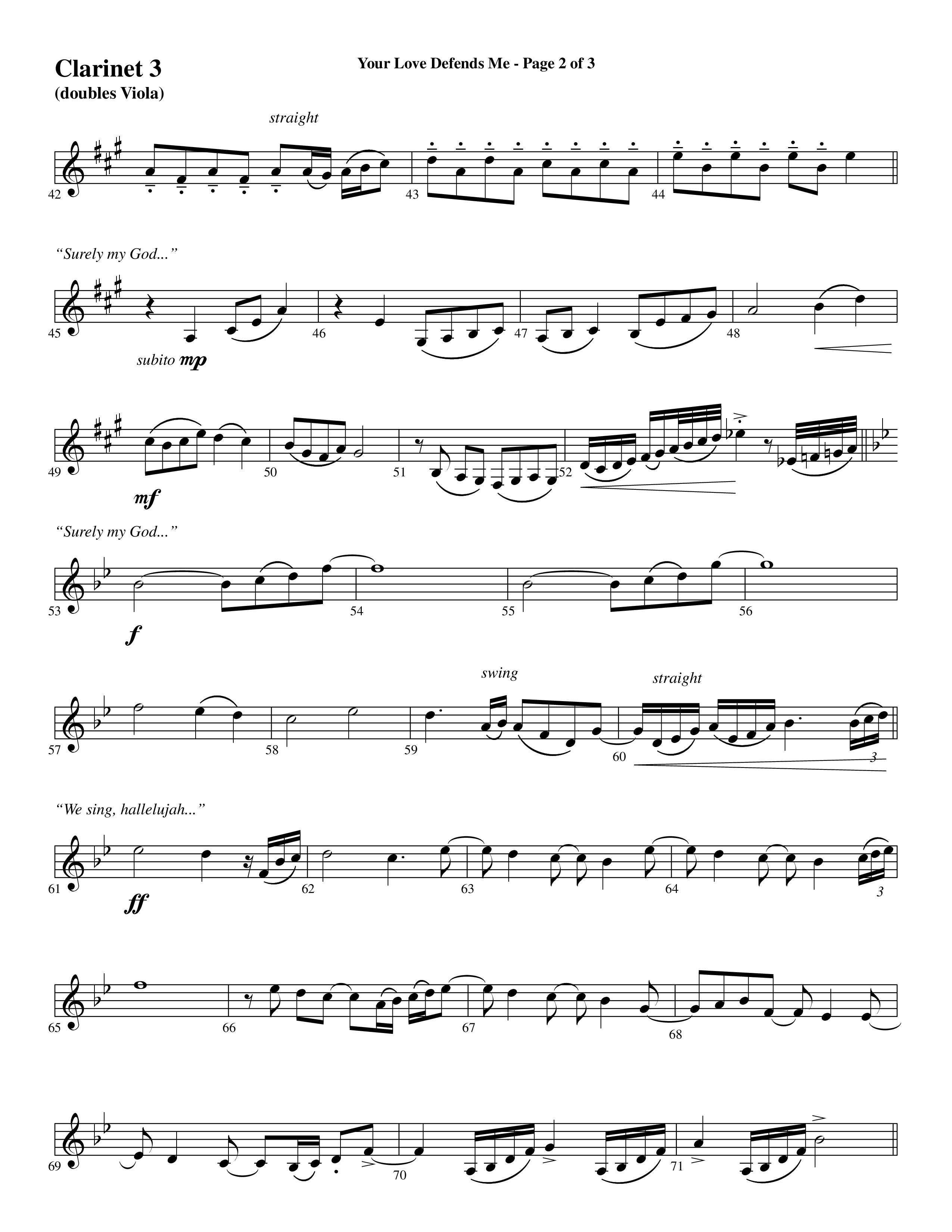 Your Love Defends Me (Choral Anthem SATB) Clarinet 3 (Word Music Choral / Arr. Luke Gambill / Orch. Jared Haschek)