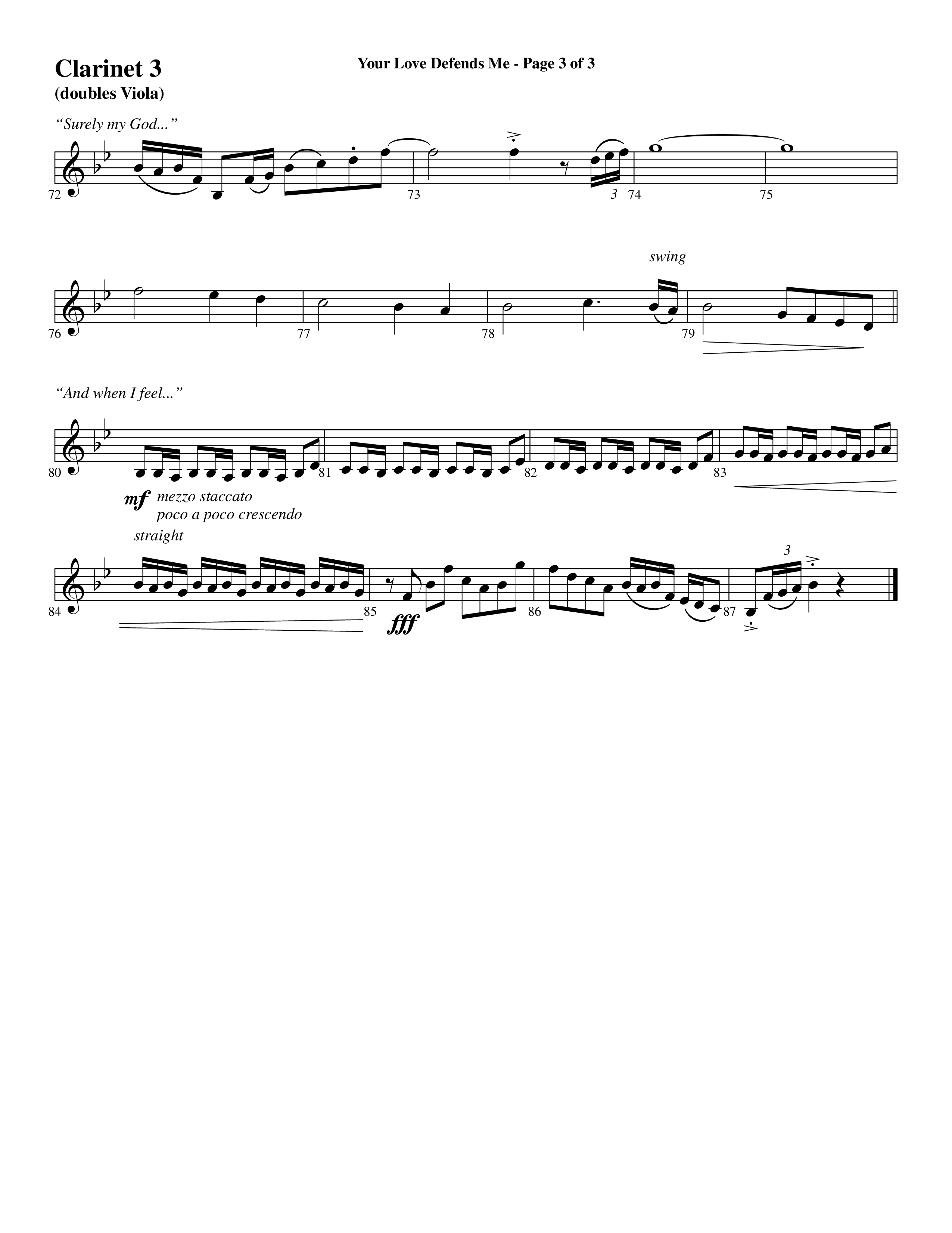 Your Love Defends Me (Choral Anthem SATB) Clarinet 3 (Word Music Choral / Arr. Luke Gambill / Orch. Jared Haschek)