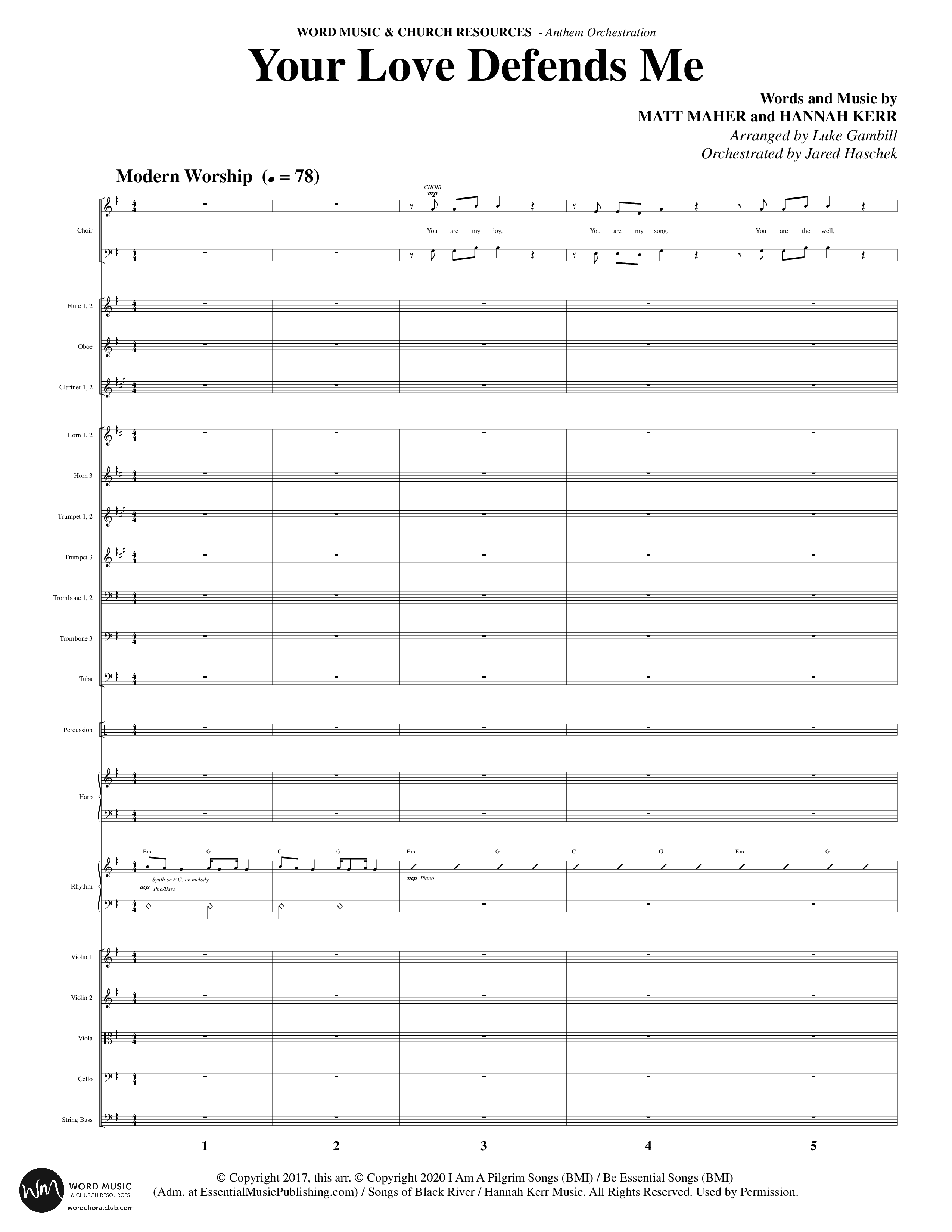 Your Love Defends Me (Choral Anthem SATB) Conductor's Score (Word Music Choral / Arr. Luke Gambill / Orch. Jared Haschek)