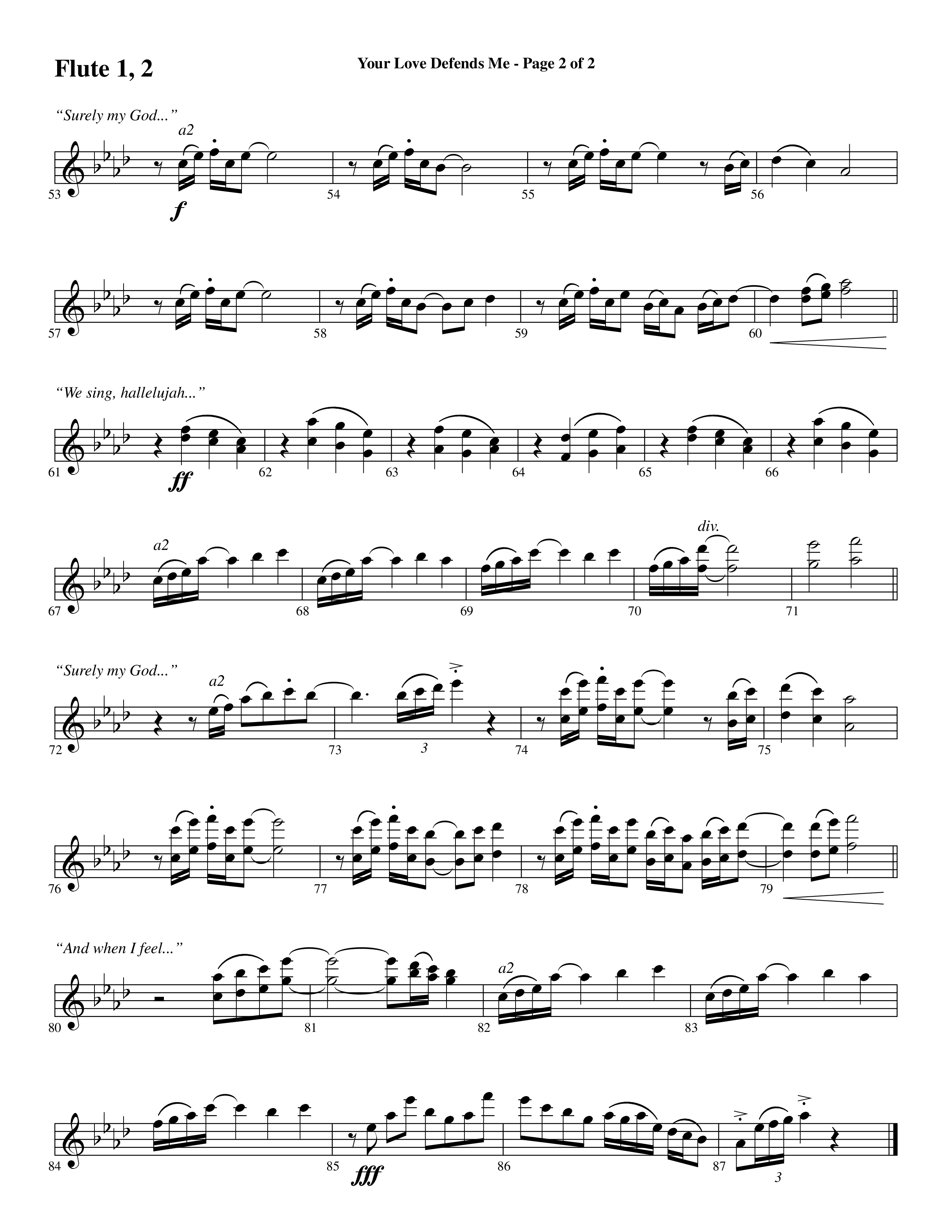 Your Love Defends Me (Choral Anthem SATB) Flute 1/2 (Word Music Choral / Arr. Luke Gambill / Orch. Jared Haschek)