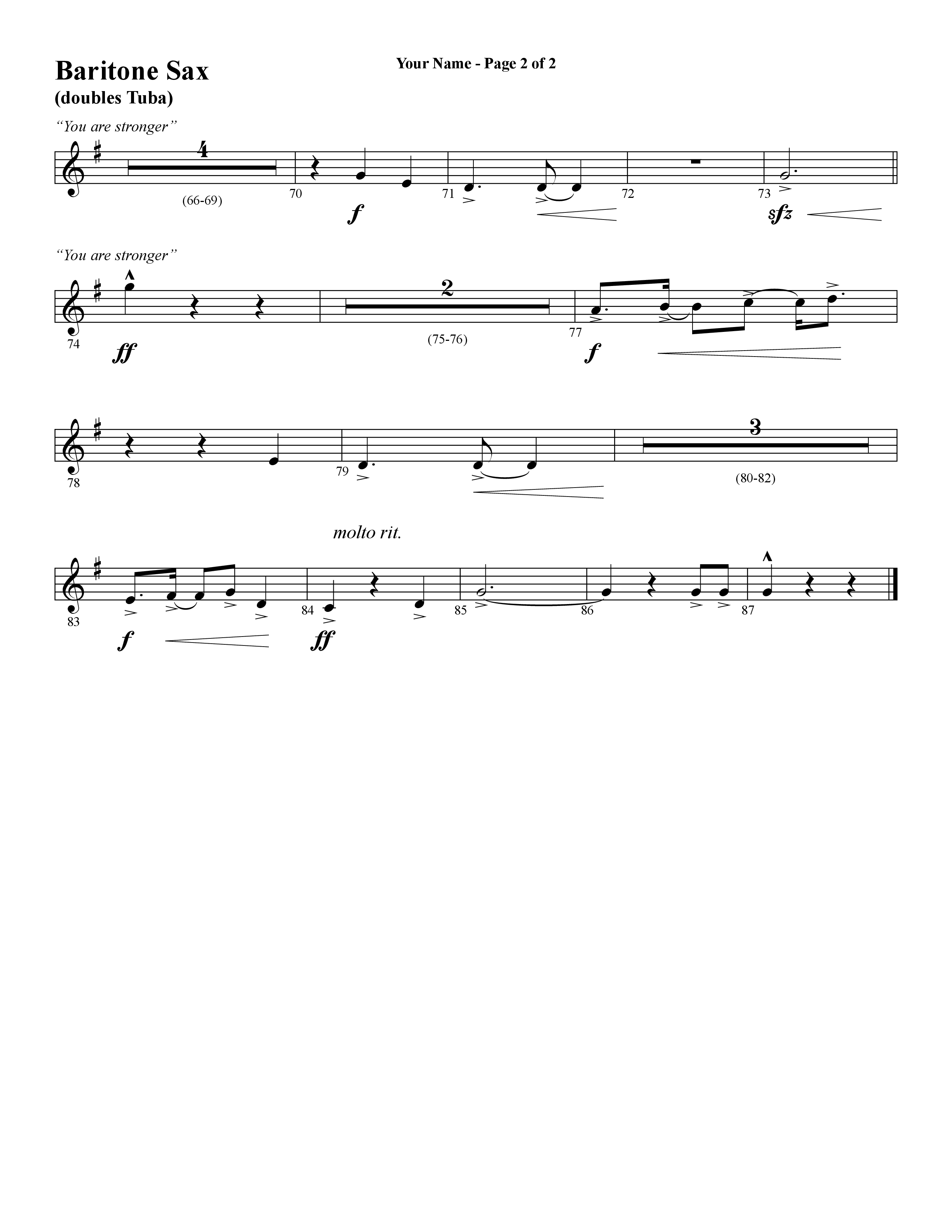 Your Name (with Stronger) (Choral Anthem SATB) Bari Sax (Word Music Choral / Arr. Cliff Duren)