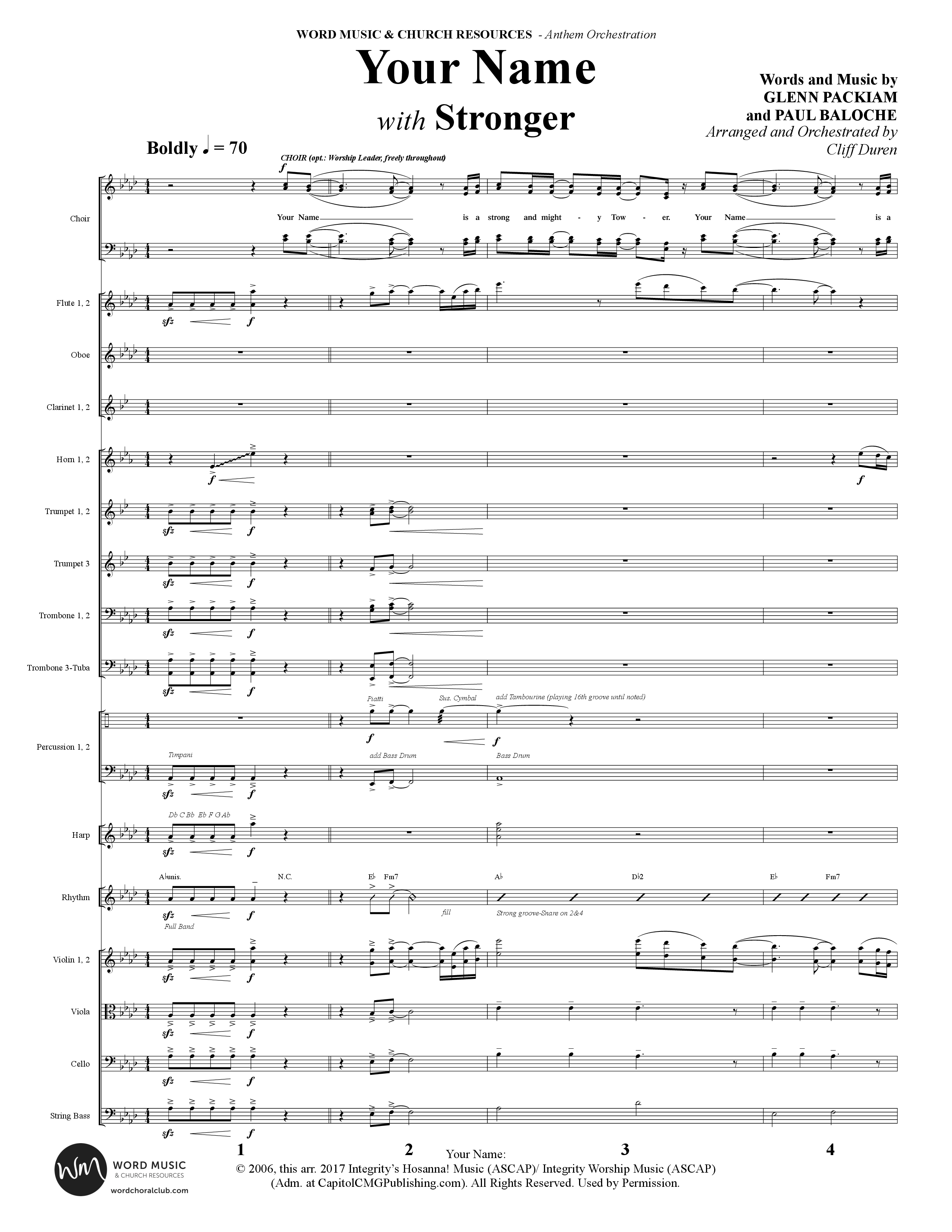Your Name (with Stronger) (Choral Anthem SATB) Conductor's Score (Word Music Choral / Arr. Cliff Duren)