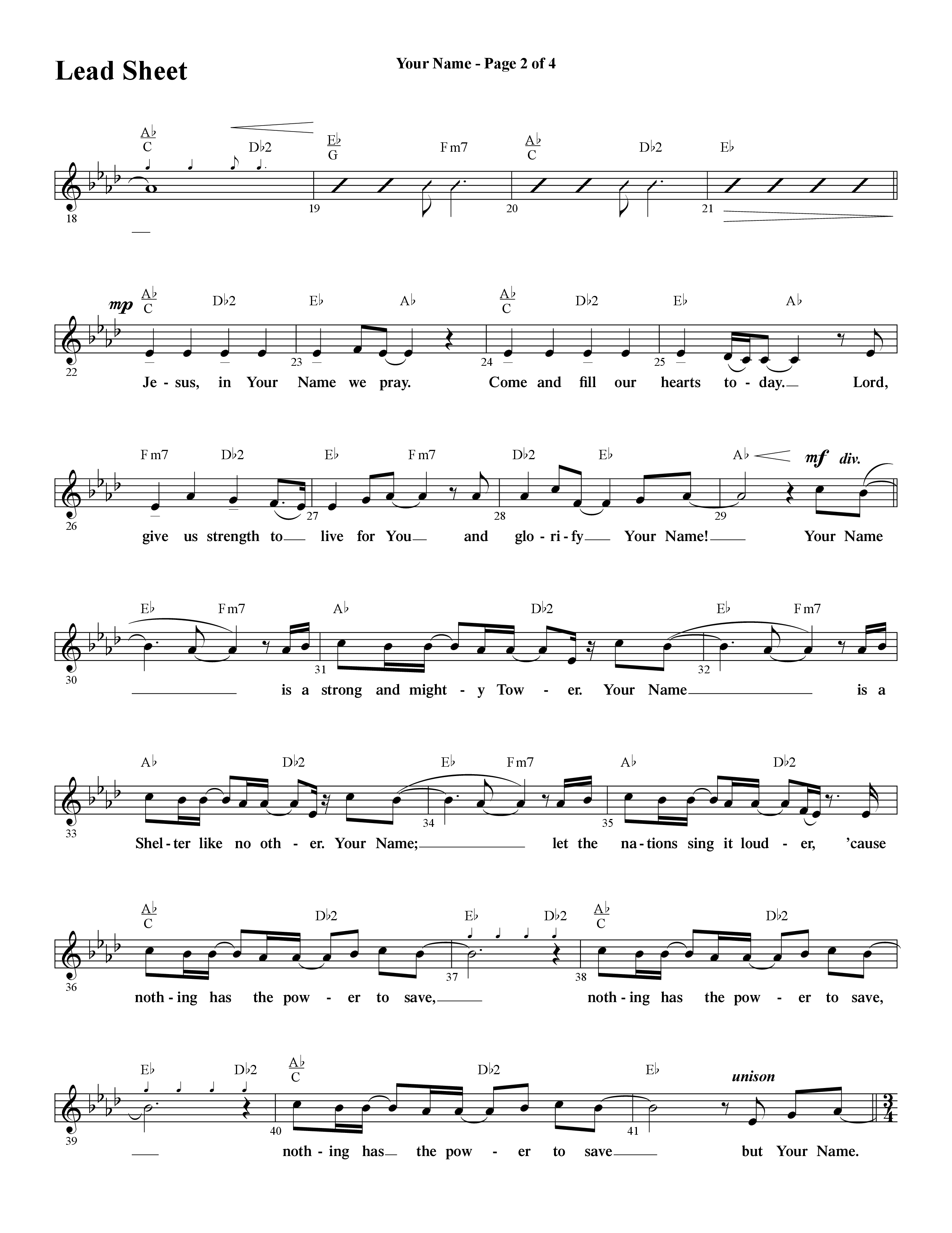Your Name (with Stronger) (Choral Anthem SATB) Lead Sheet (Melody) (Word Music Choral / Arr. Cliff Duren)