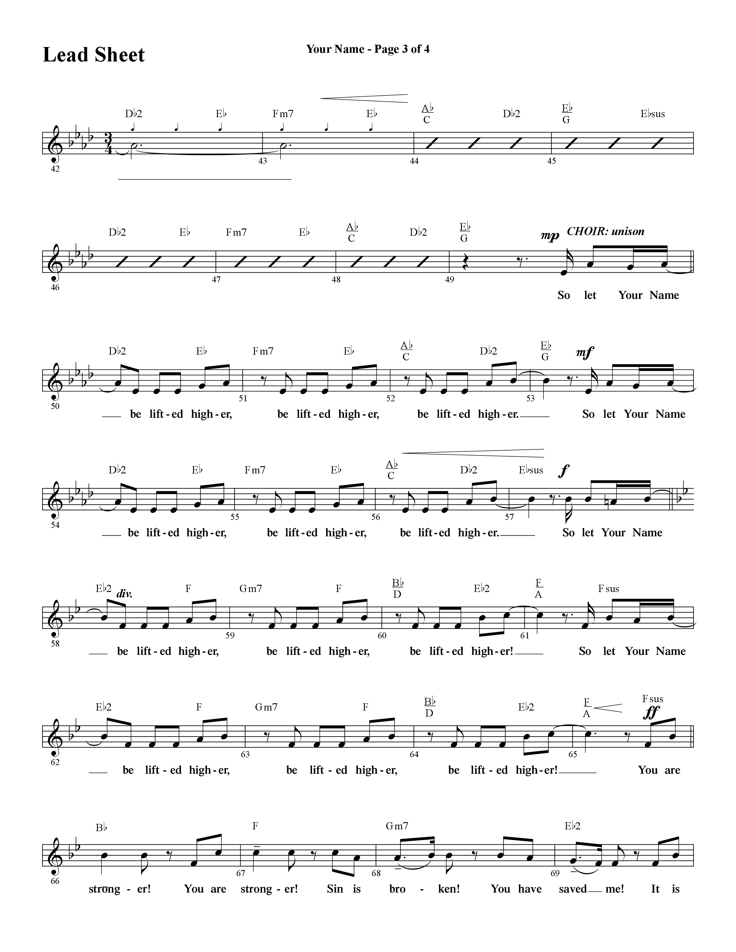 Your Name (with Stronger) (Choral Anthem SATB) Lead Sheet (Melody) (Word Music Choral / Arr. Cliff Duren)