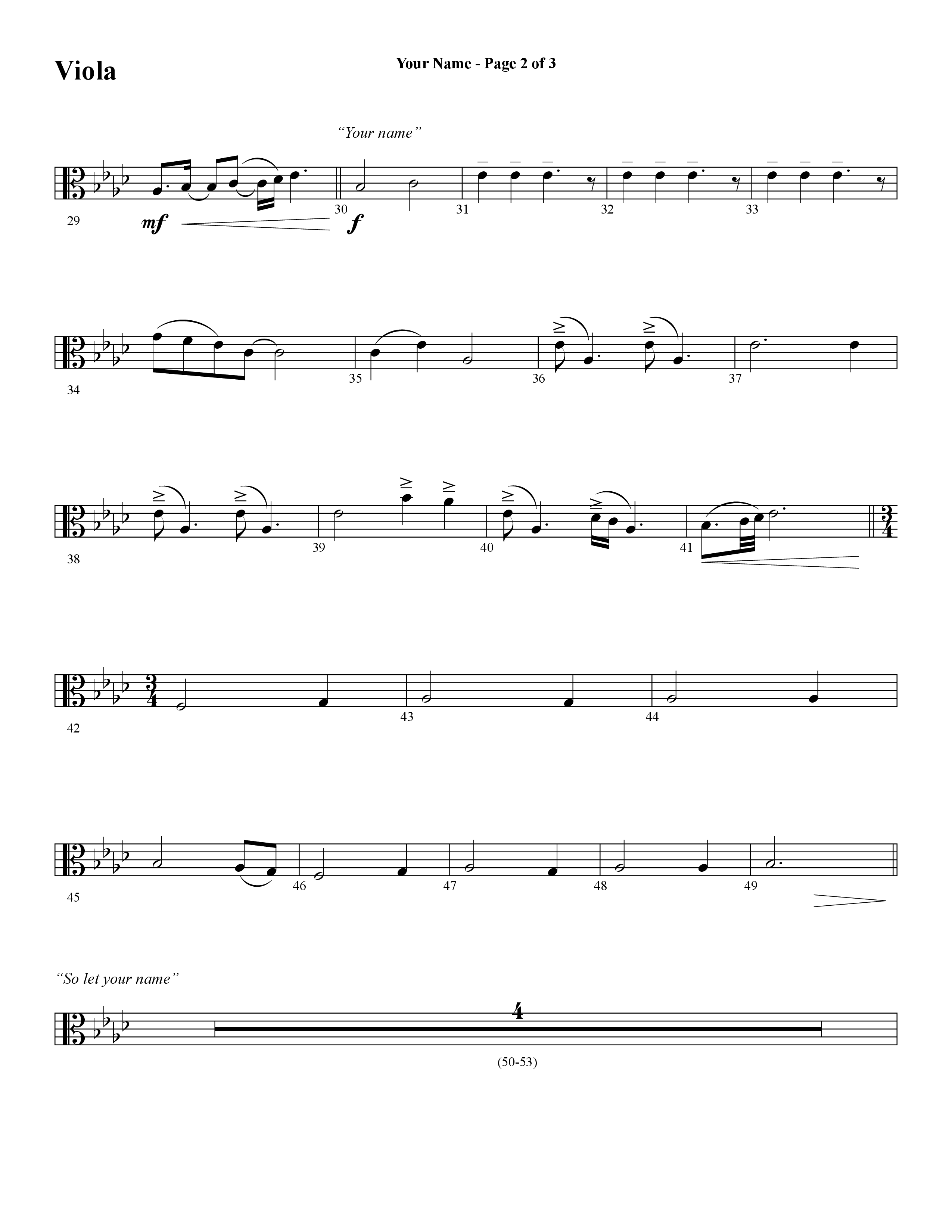 Your Name (with Stronger) (Choral Anthem SATB) Viola (Word Music Choral / Arr. Cliff Duren)