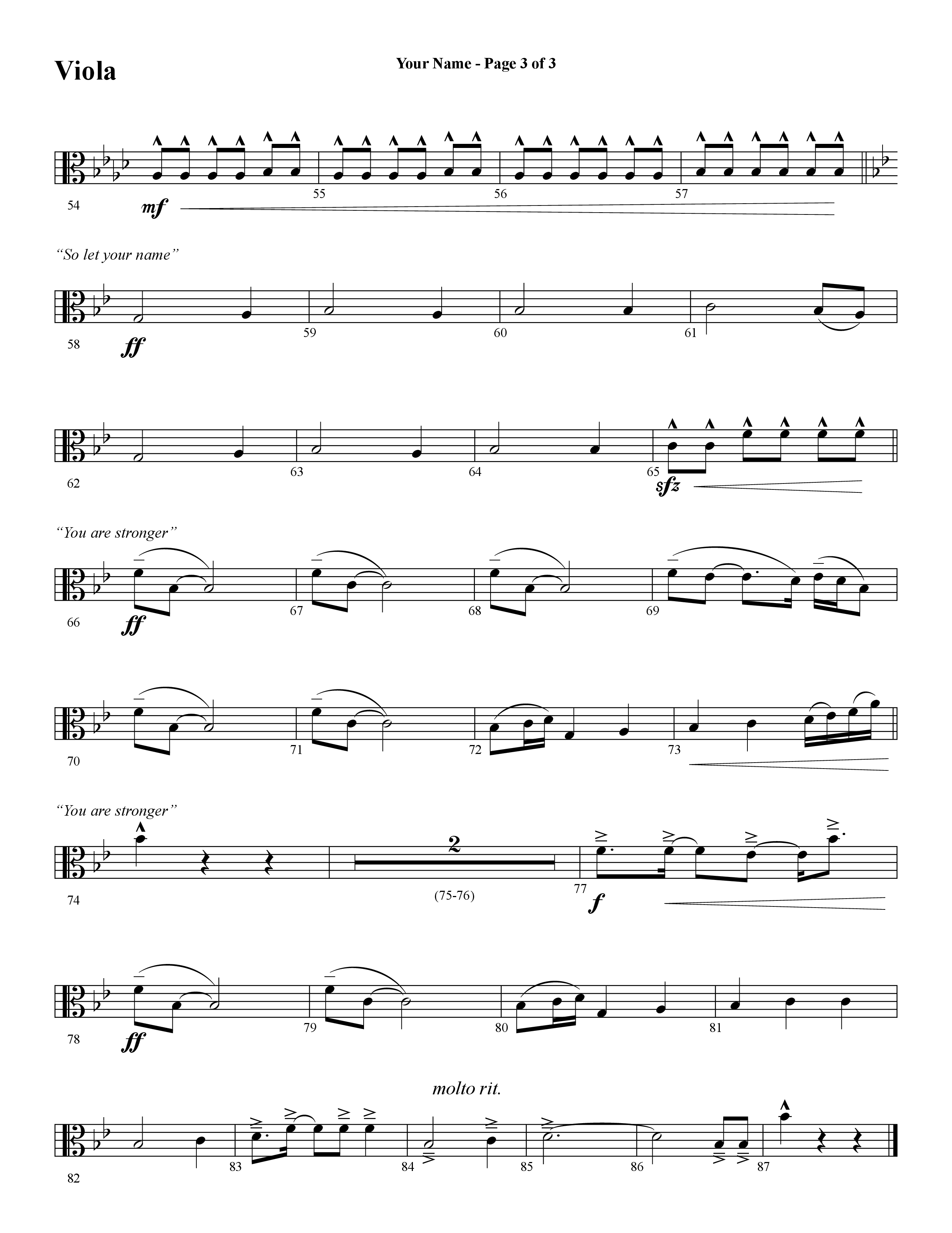 Your Name (with Stronger) (Choral Anthem SATB) Viola (Word Music Choral / Arr. Cliff Duren)