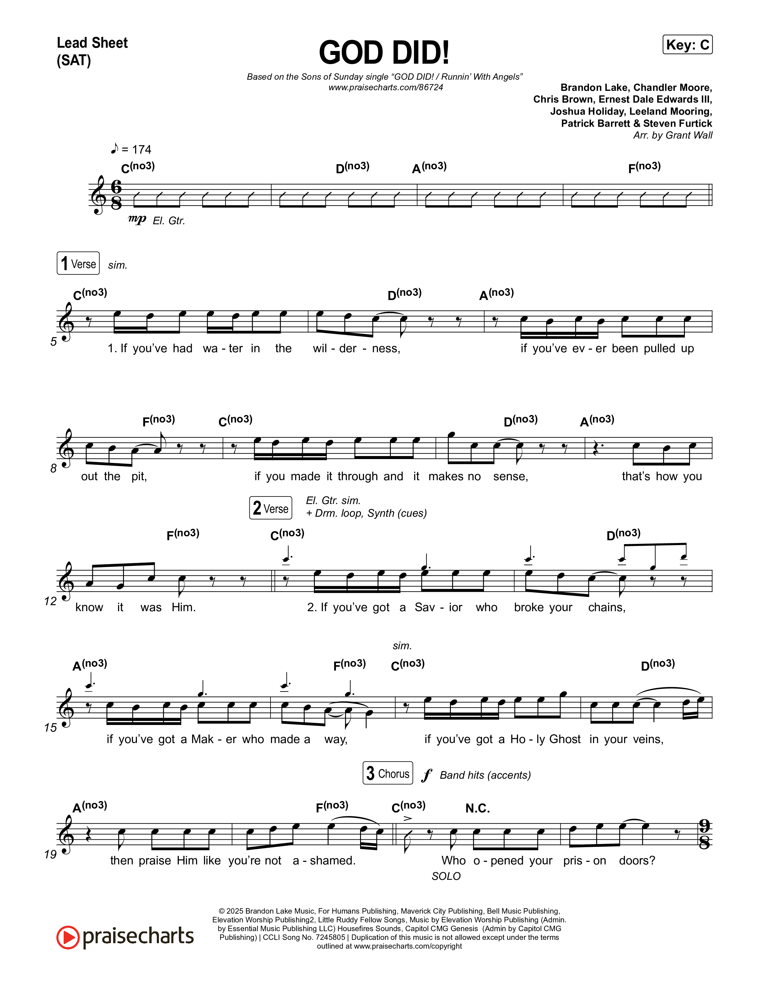 GOD DID! Lead Sheet (SAT) (Sons Of Sunday)