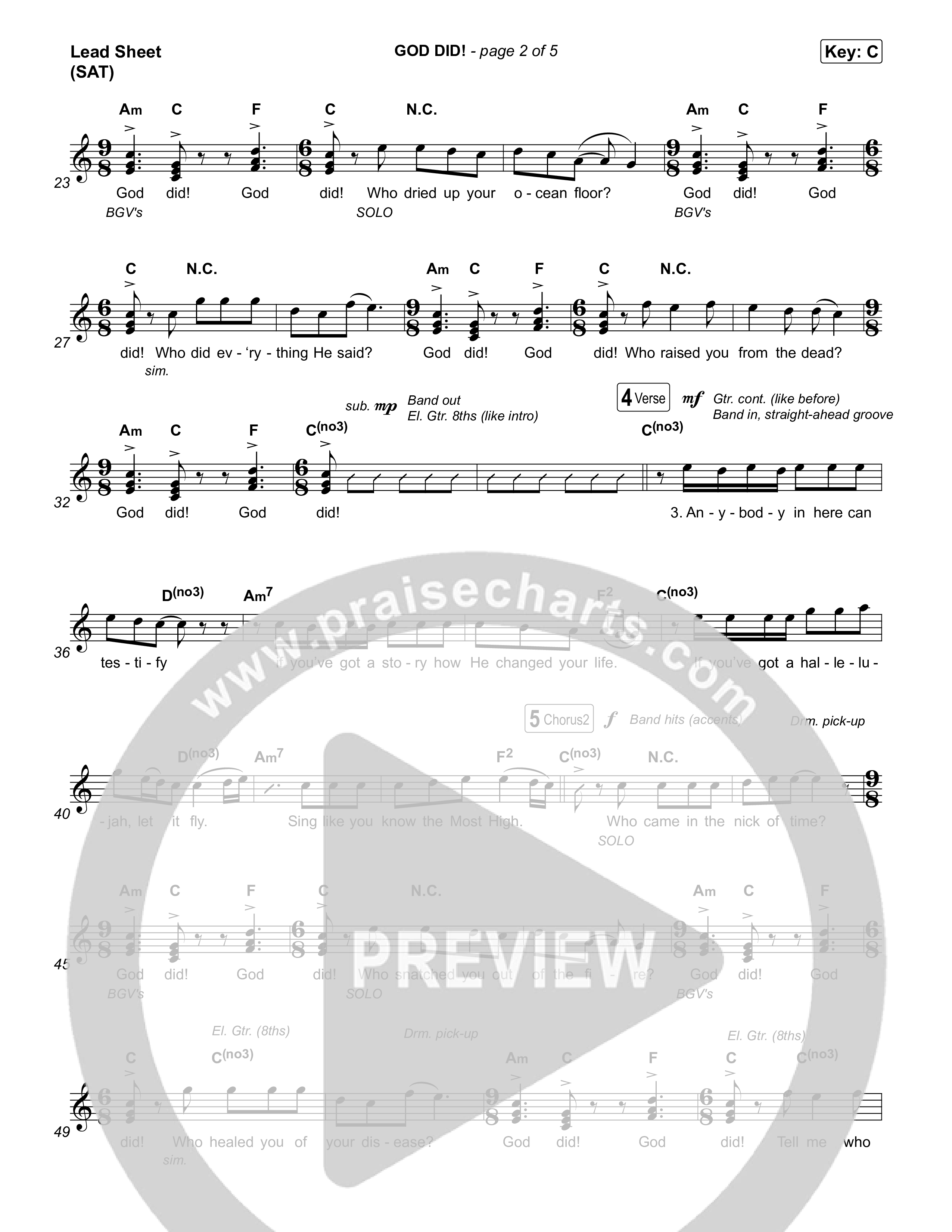 GOD DID! Lead Sheet (SAT) (Sons Of Sunday)