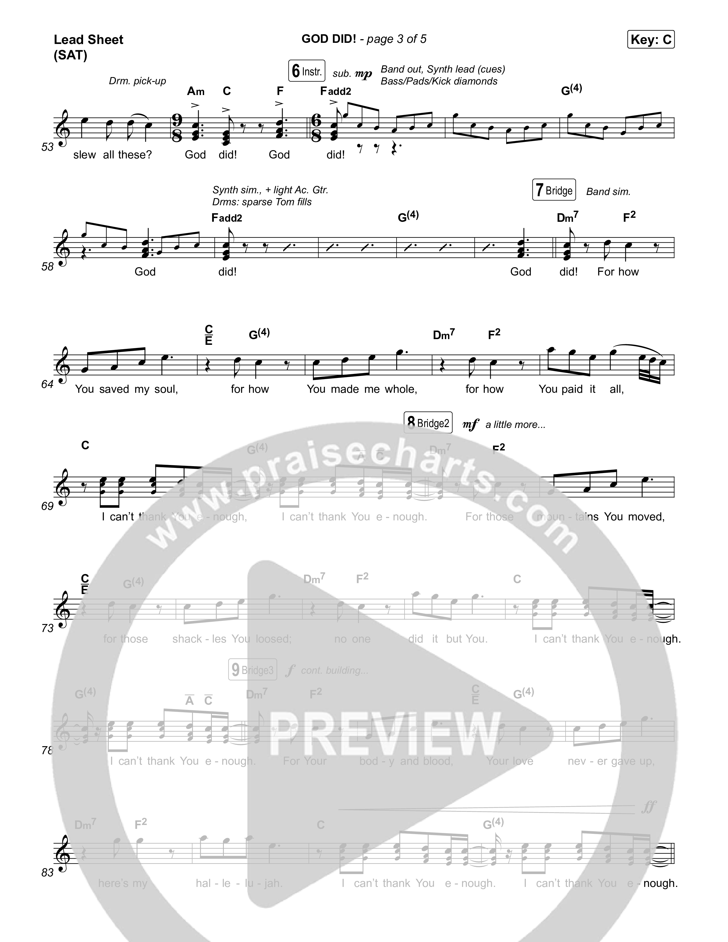 GOD DID! Lead Sheet (SAT) (Sons Of Sunday)
