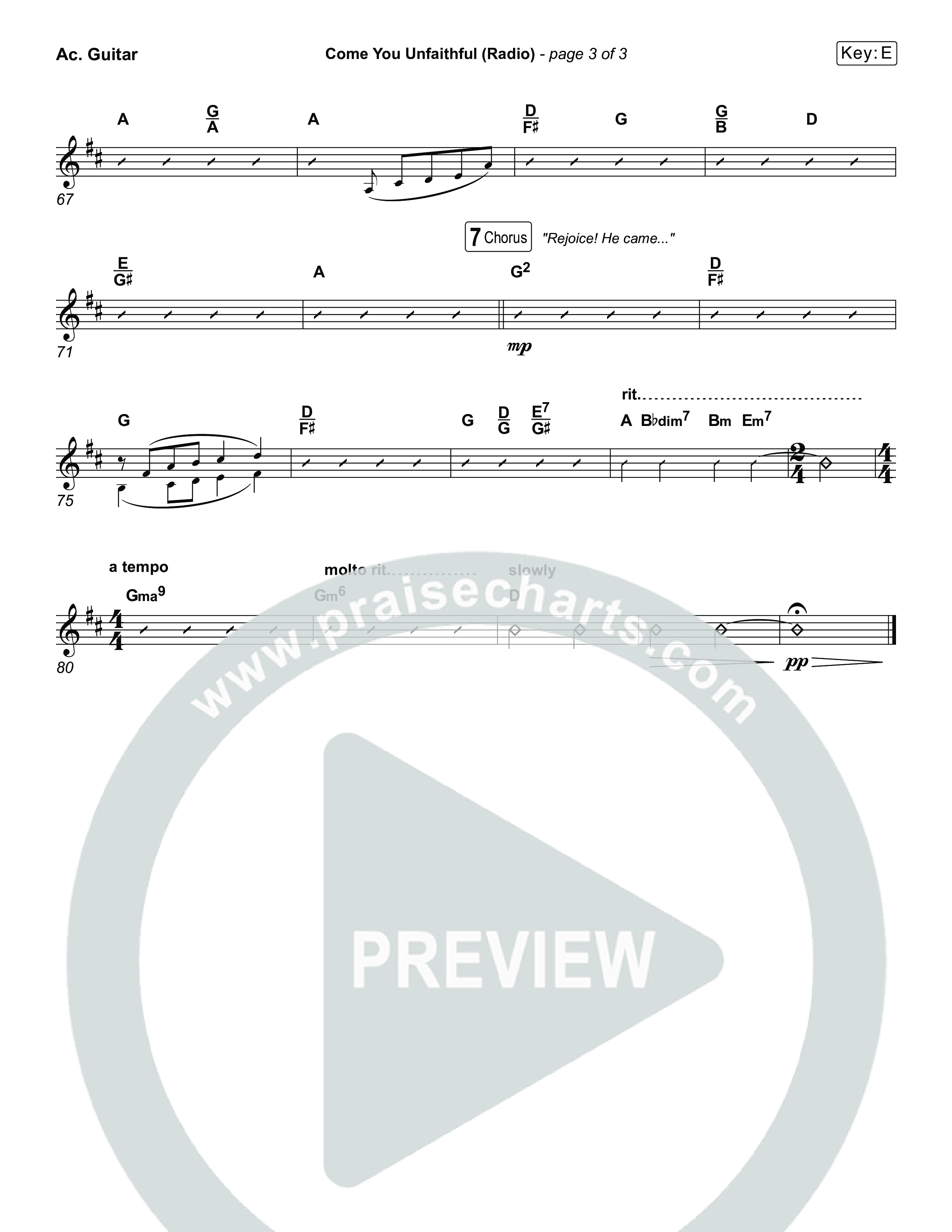 Come You Unfaithful (Choral Anthem SATB) Acoustic Guitar (Michael Boggs / Arr. Luke Gambill)