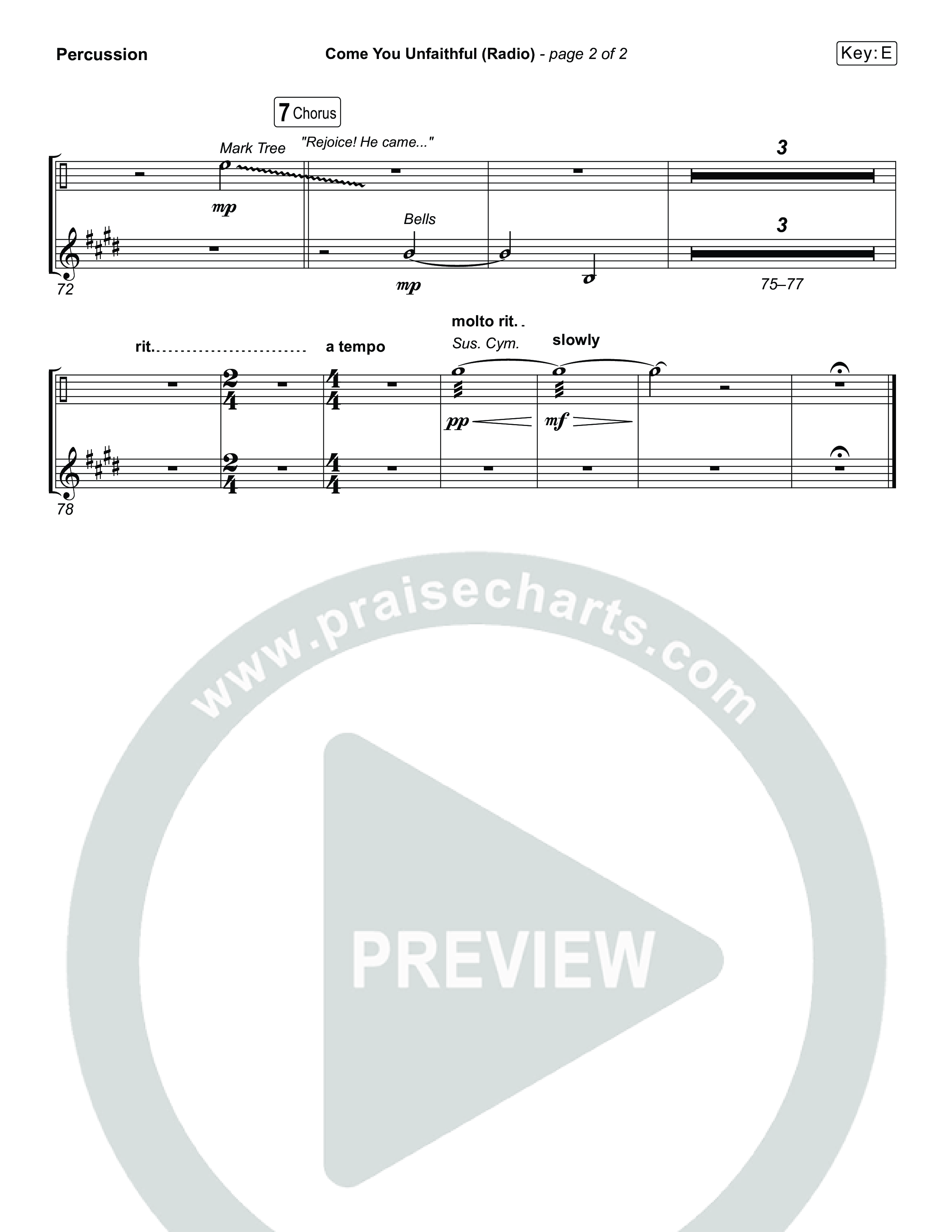 Come You Unfaithful (Choral Anthem SATB) Percussion (Michael Boggs / Arr. Luke Gambill)