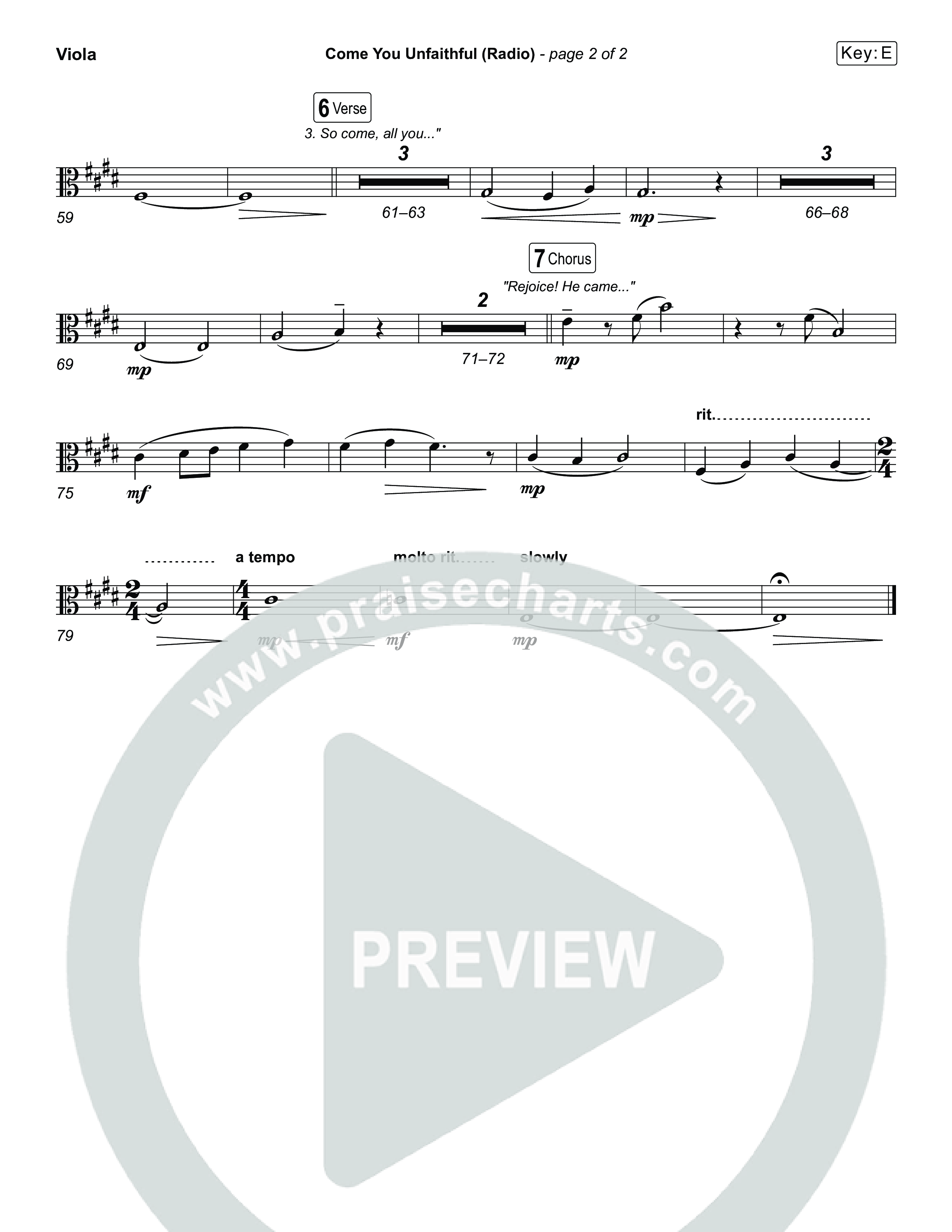 Come You Unfaithful (Choral Anthem SATB) Viola (Michael Boggs / Arr. Luke Gambill)