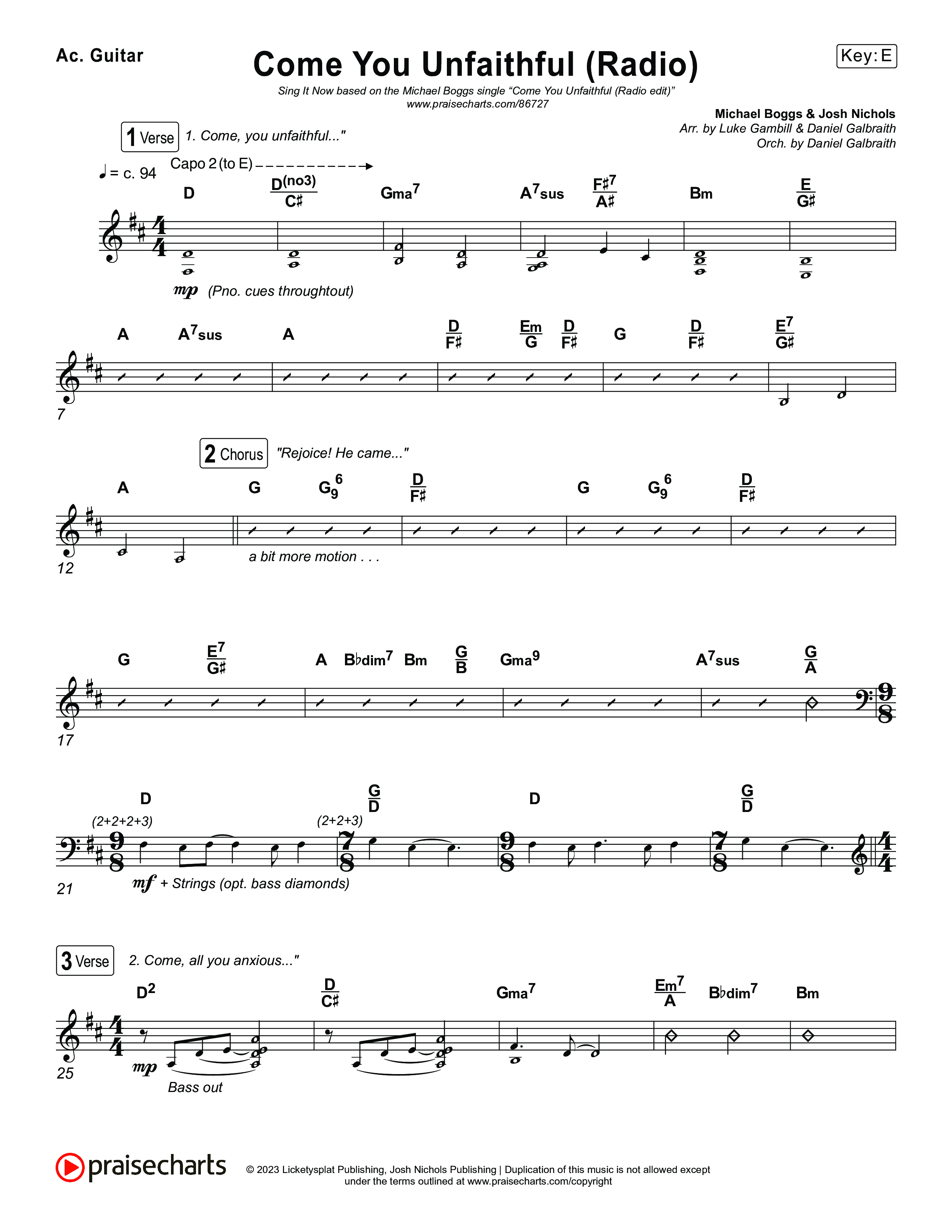 Come You Unfaithful (Sing It Now) Acoustic Guitar (Michael Boggs / Arr. Luke Gambill)