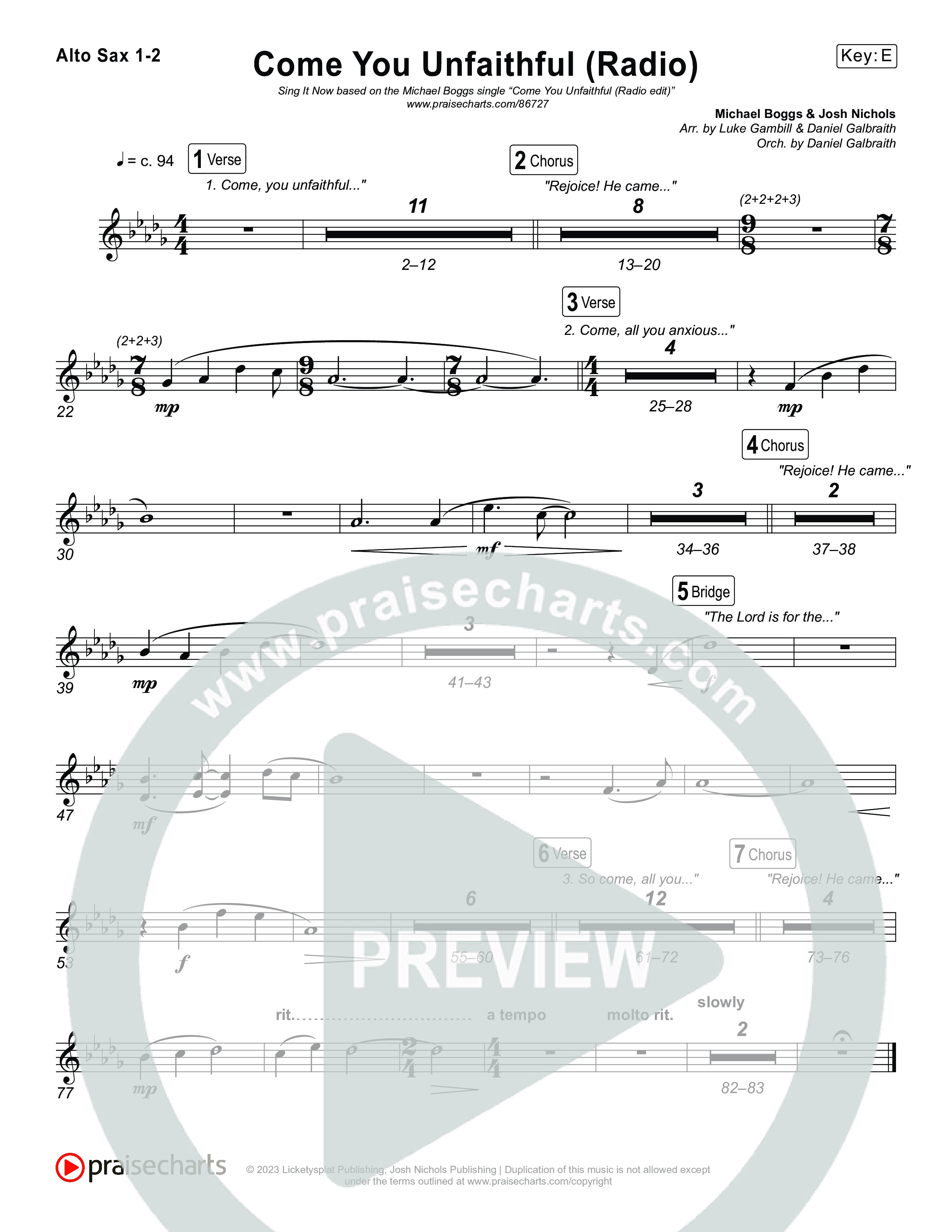 Come You Unfaithful (Sing It Now) Alto Sax 1/2 (Michael Boggs / Arr. Luke Gambill)