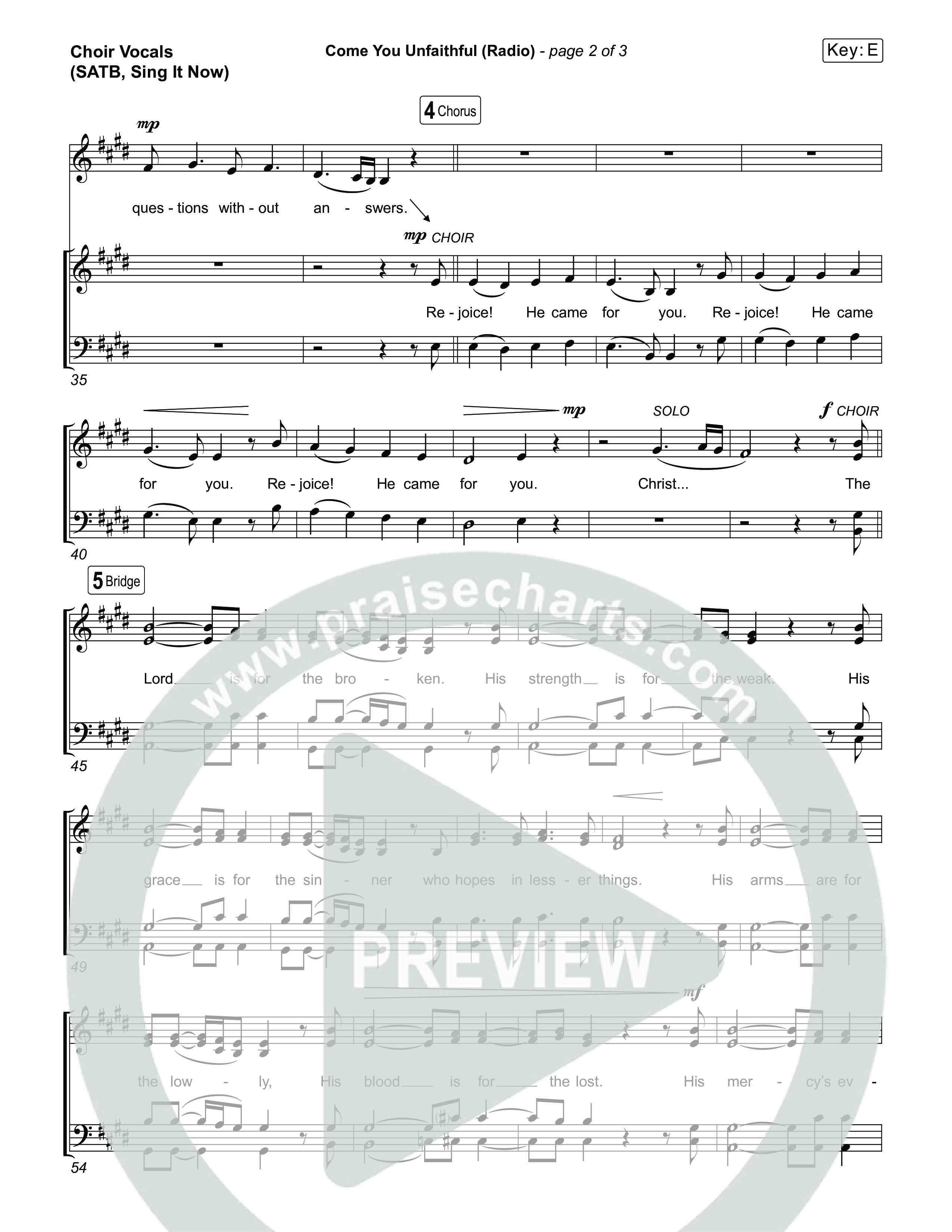 Come You Unfaithful (Sing It Now) Choir Sheet (SATB) (Michael Boggs / Arr. Luke Gambill)