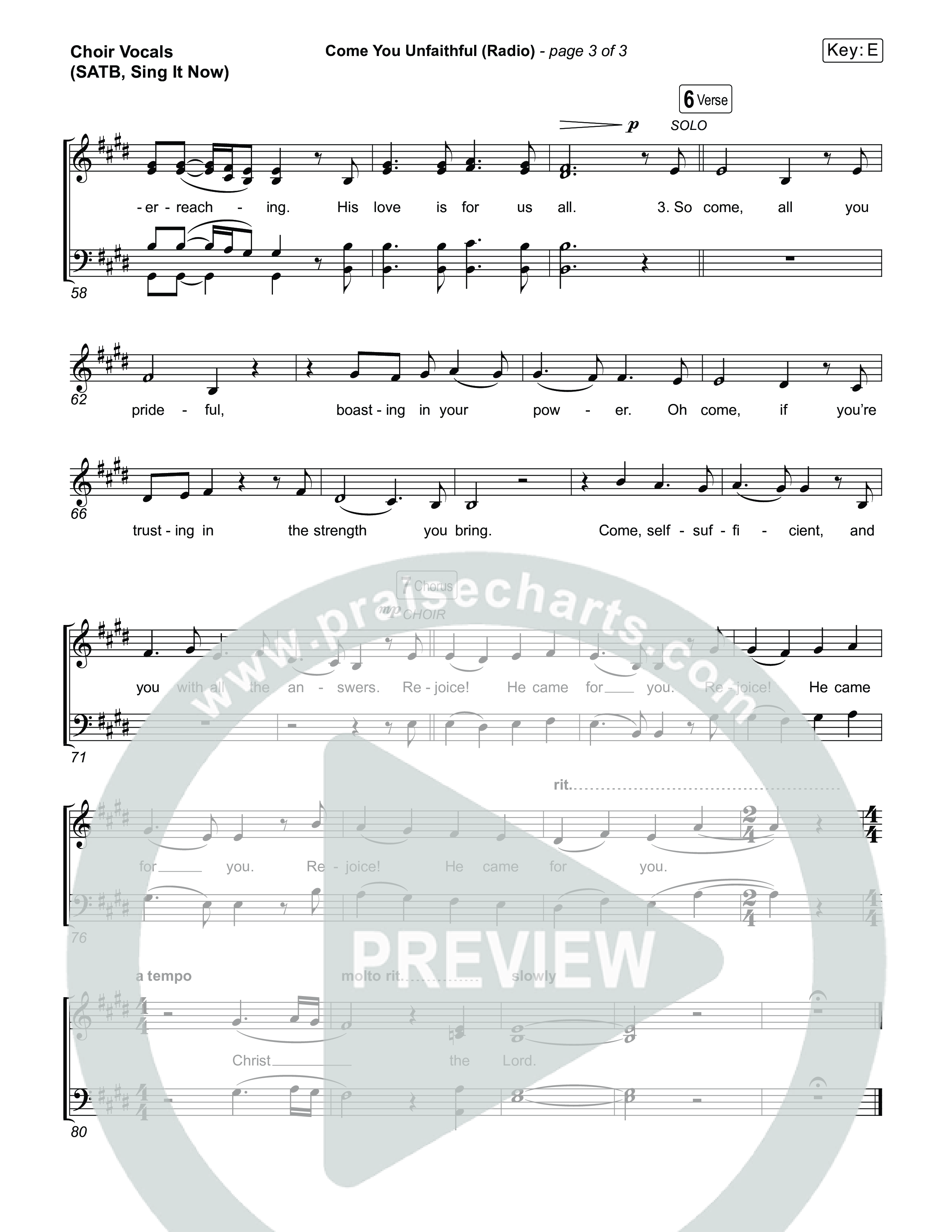 Come You Unfaithful (Sing It Now) Choir Sheet (SATB) (Michael Boggs / Arr. Luke Gambill)