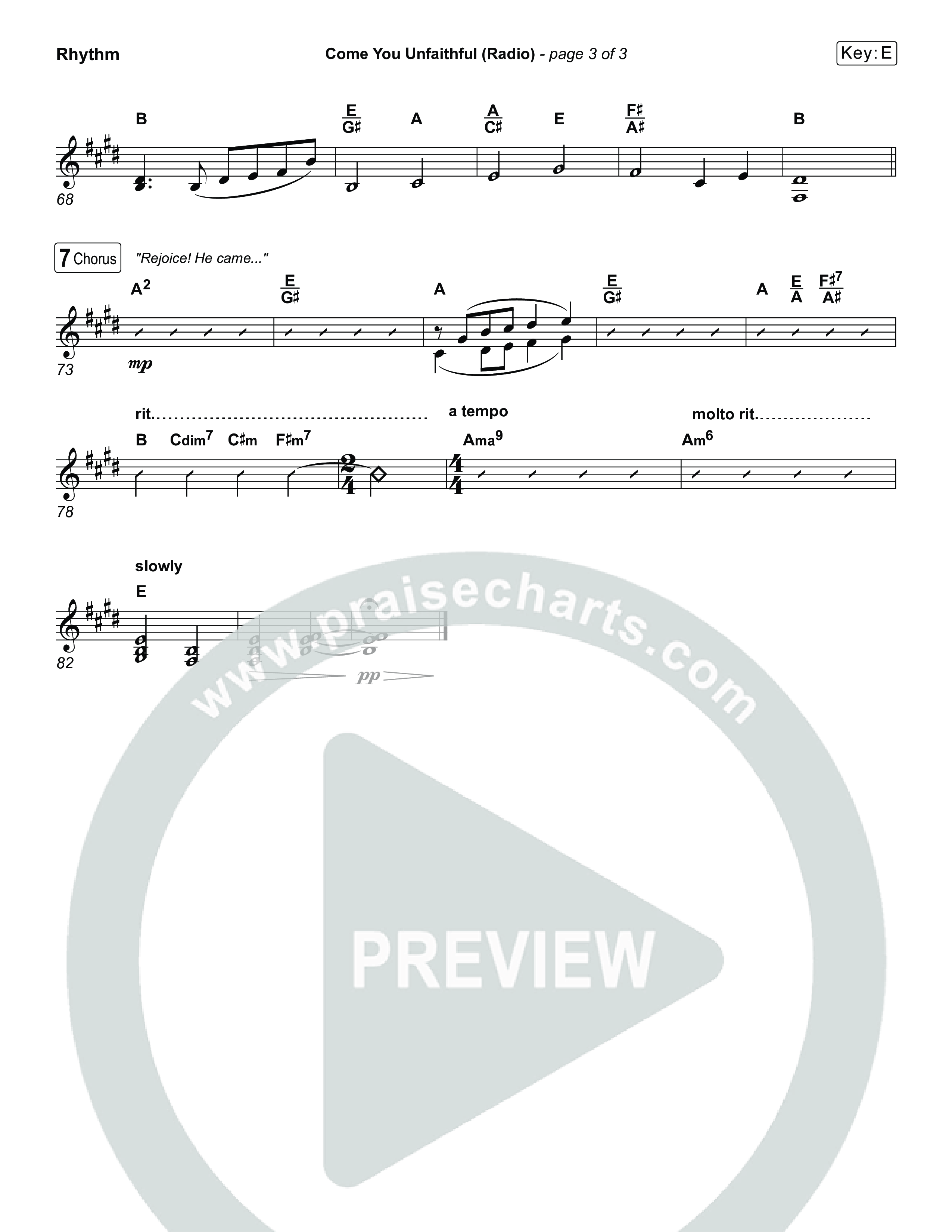 Come You Unfaithful (Sing It Now) Rhythm Chart (Michael Boggs / Arr. Luke Gambill)