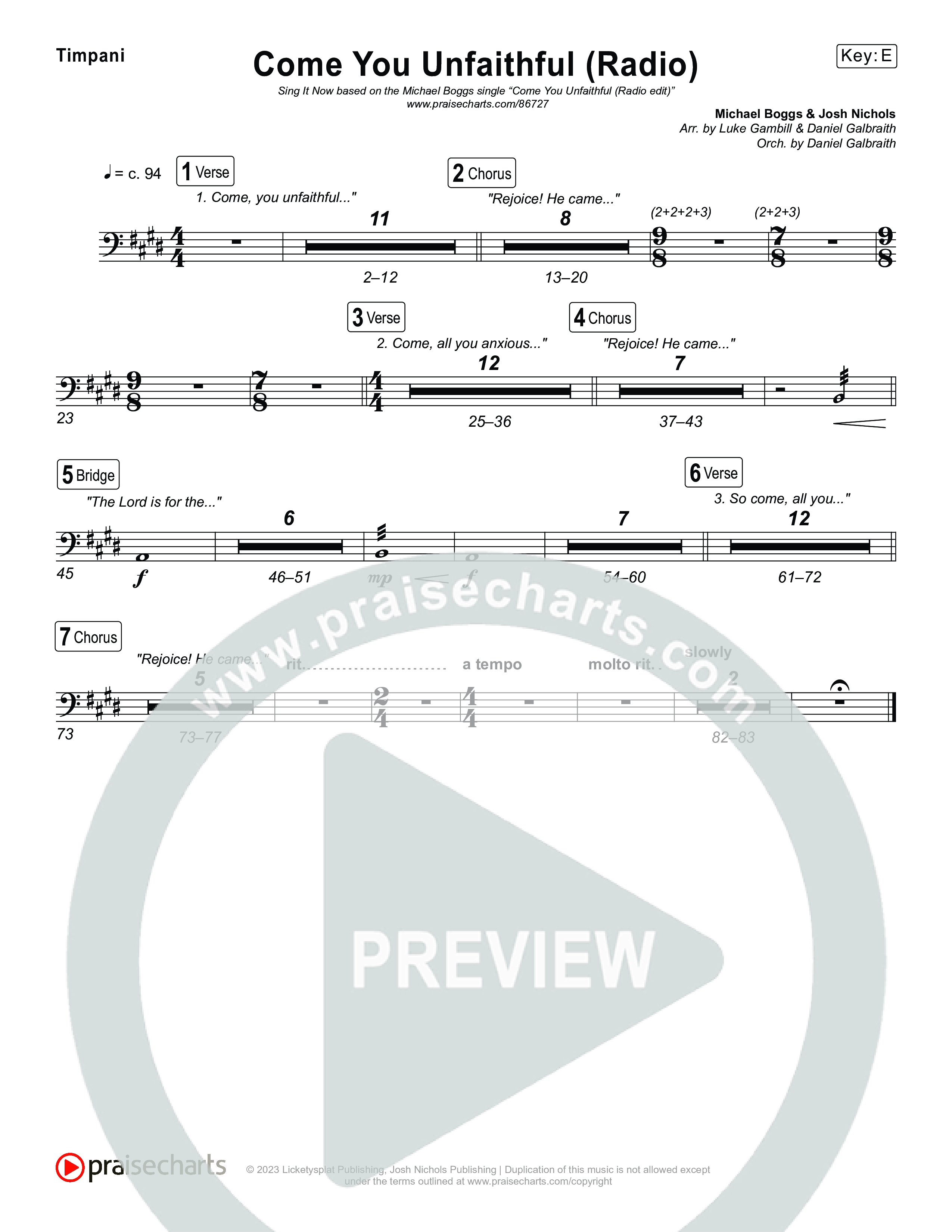 Come You Unfaithful (Sing It Now) Timpani (Michael Boggs / Arr. Luke Gambill)