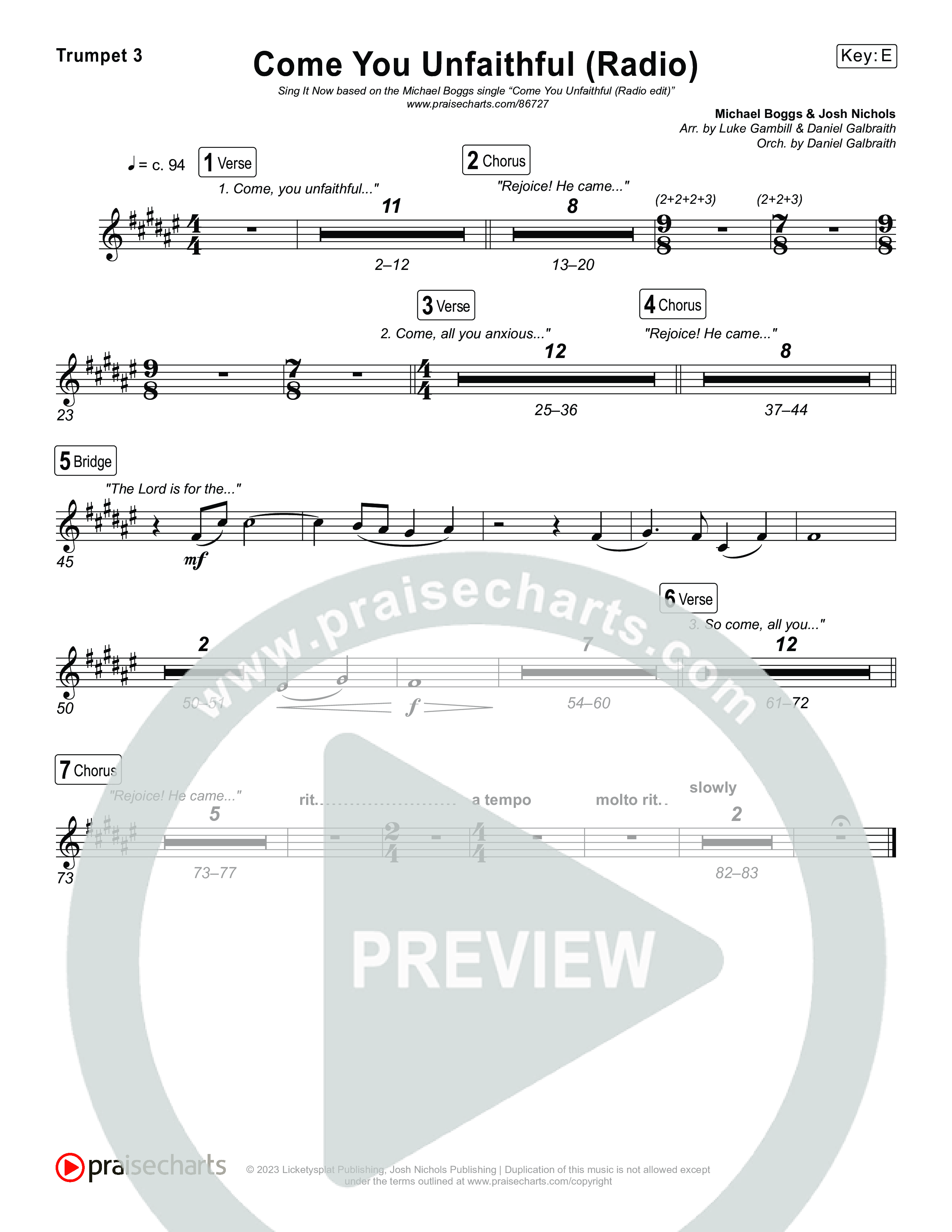 Come You Unfaithful (Sing It Now) Brass Pack (Michael Boggs / Arr. Luke Gambill)